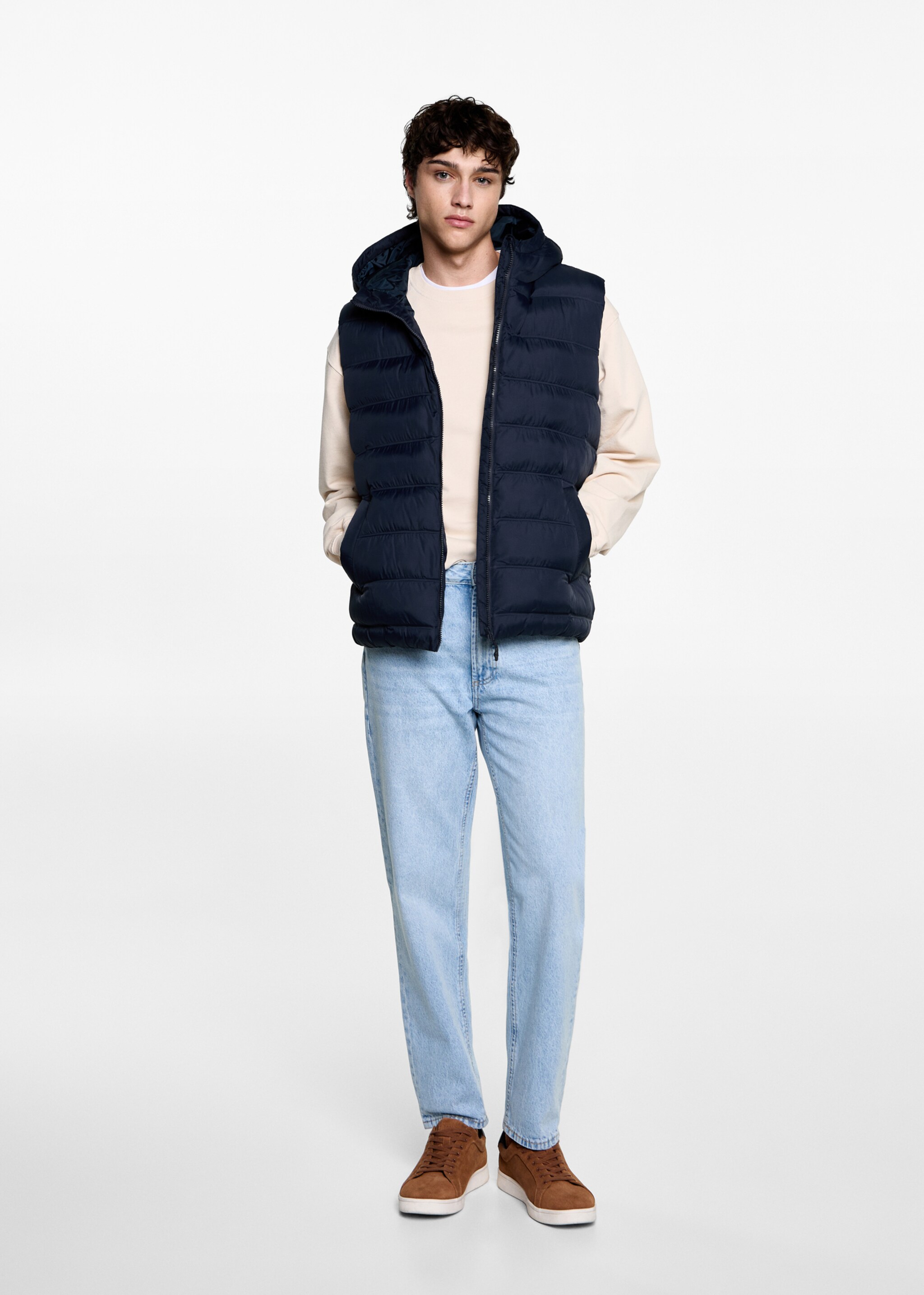 Quilted gilet with hood - General plane