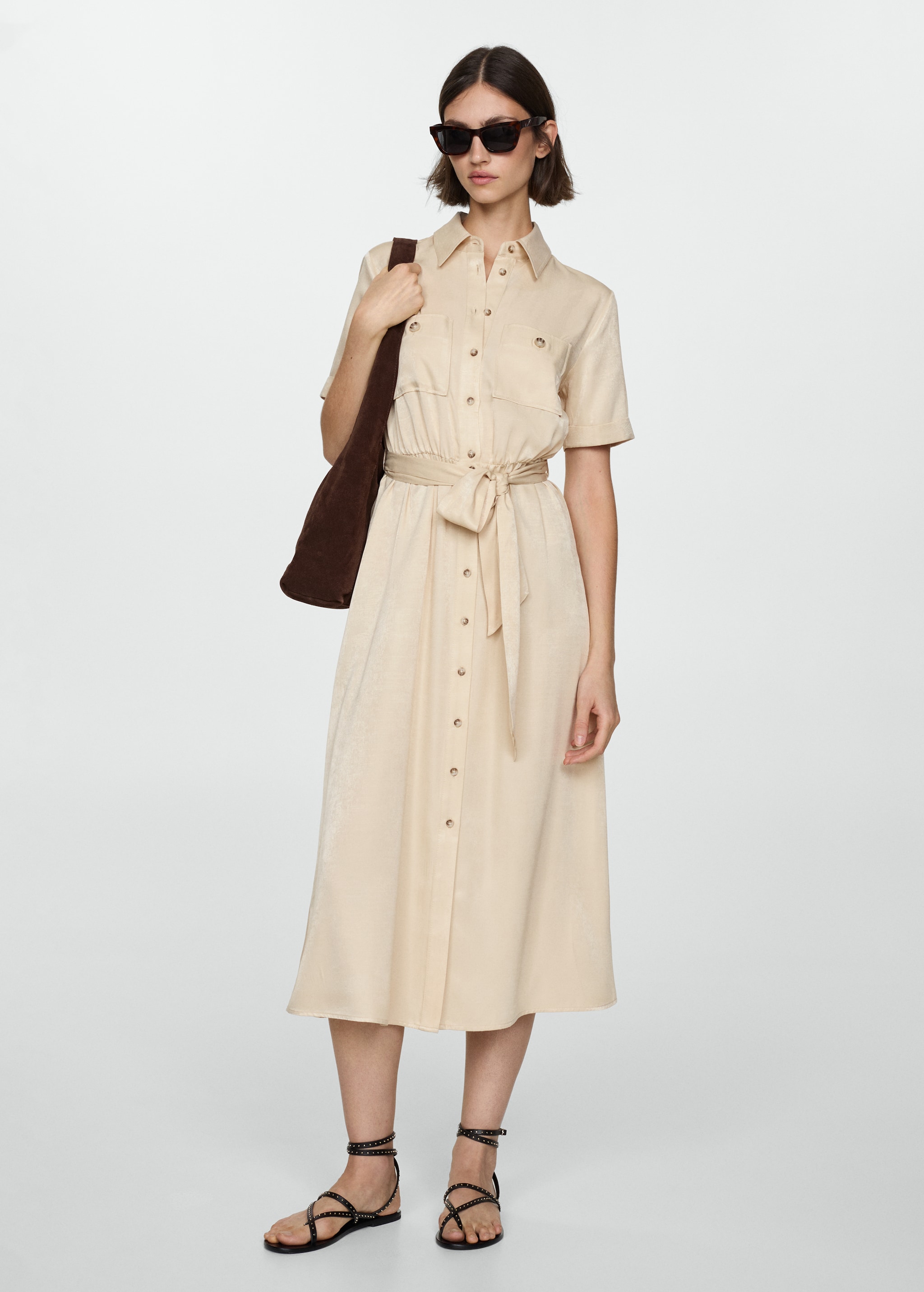 Satin shirt dress - Main Image