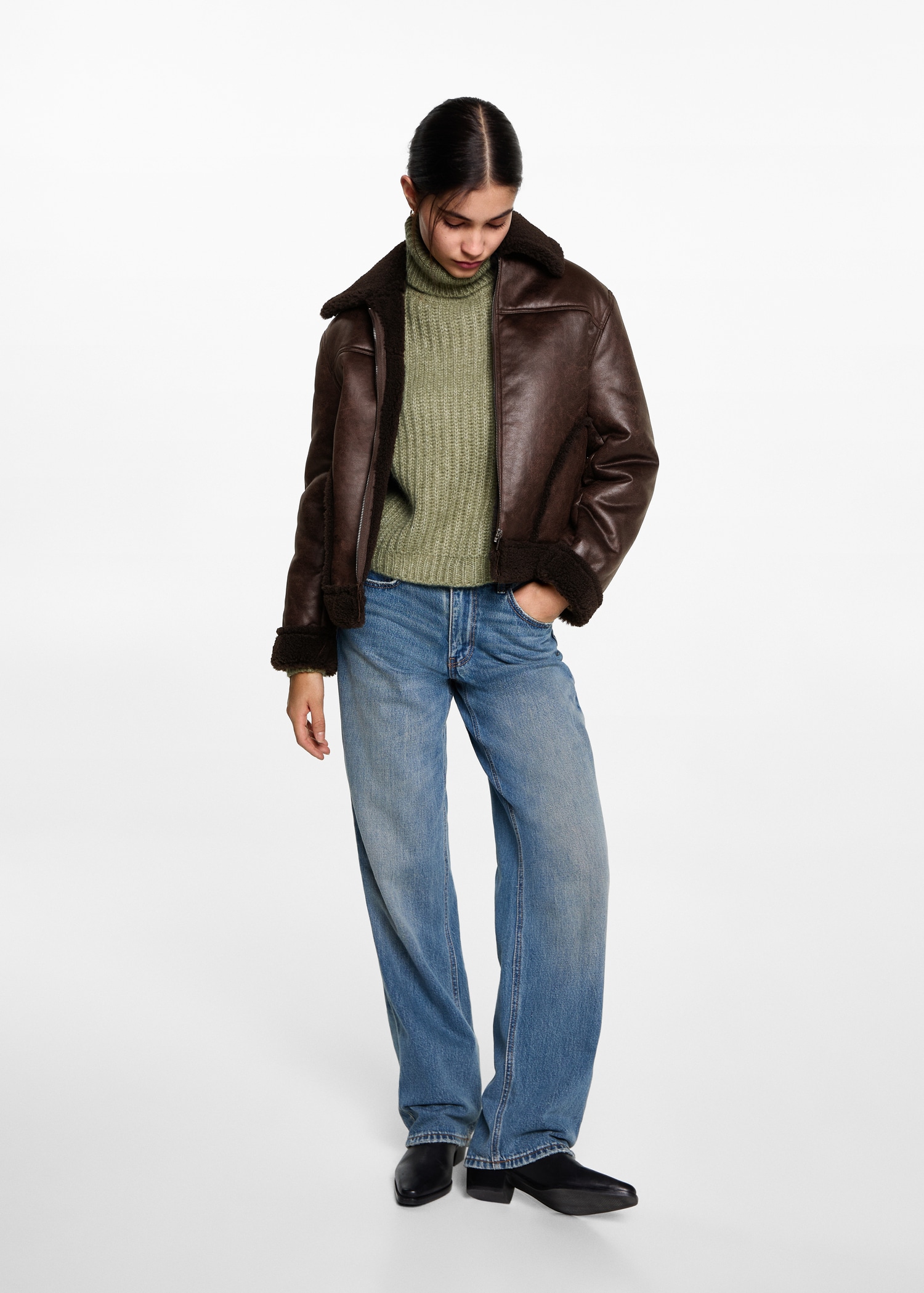 Leather-effect fleece jacket - General plane