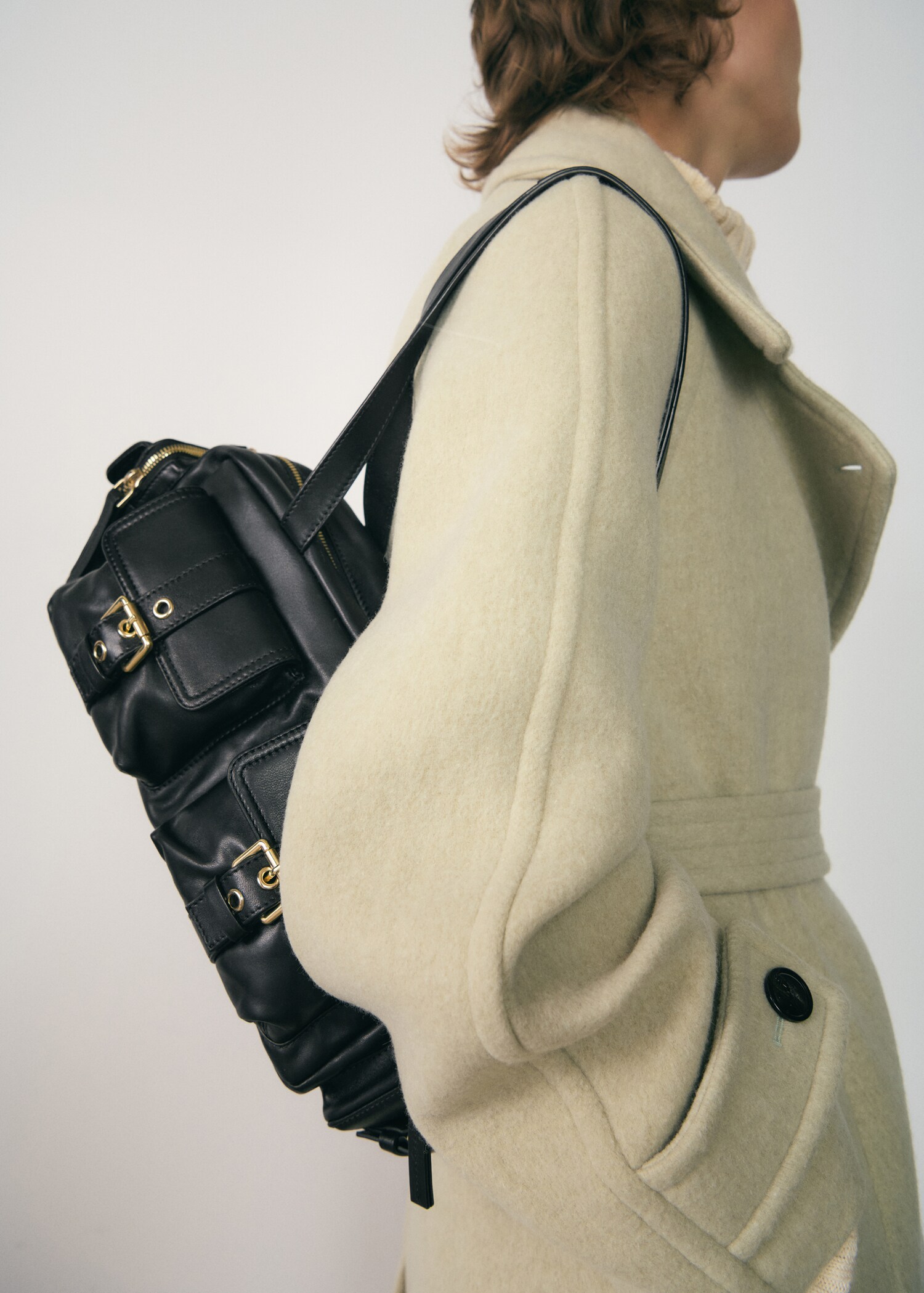 Leather bag with pockets - General plane