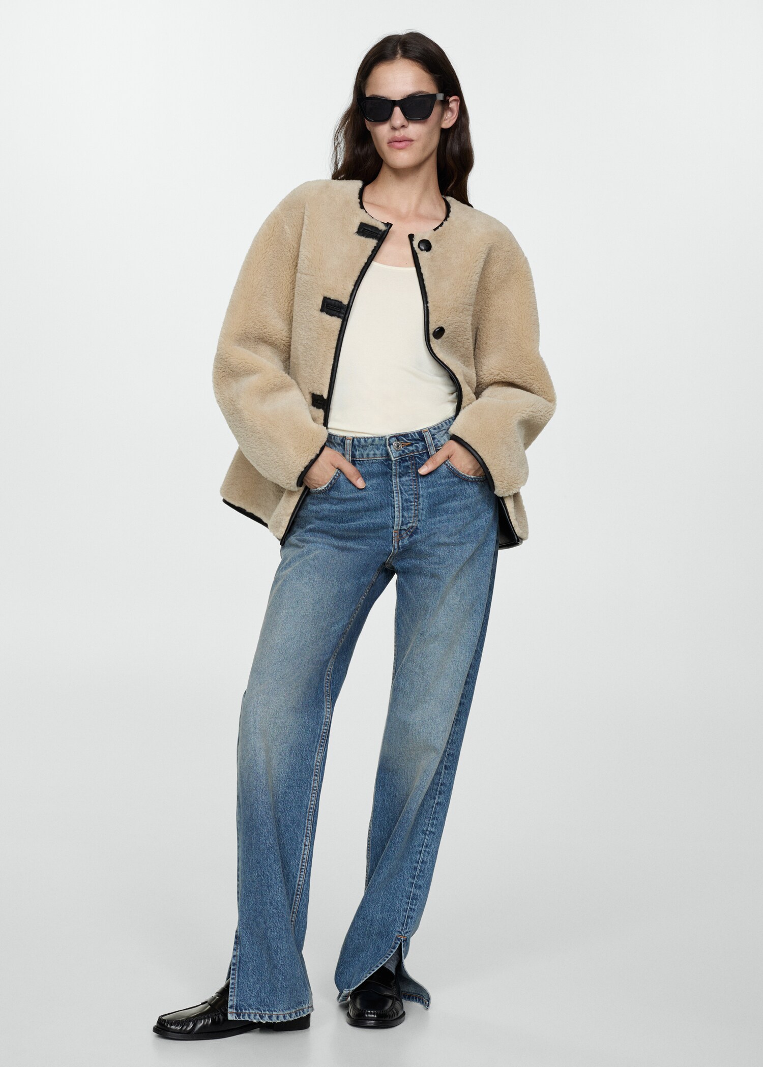 Fur-effect coat with appliqués - General plane