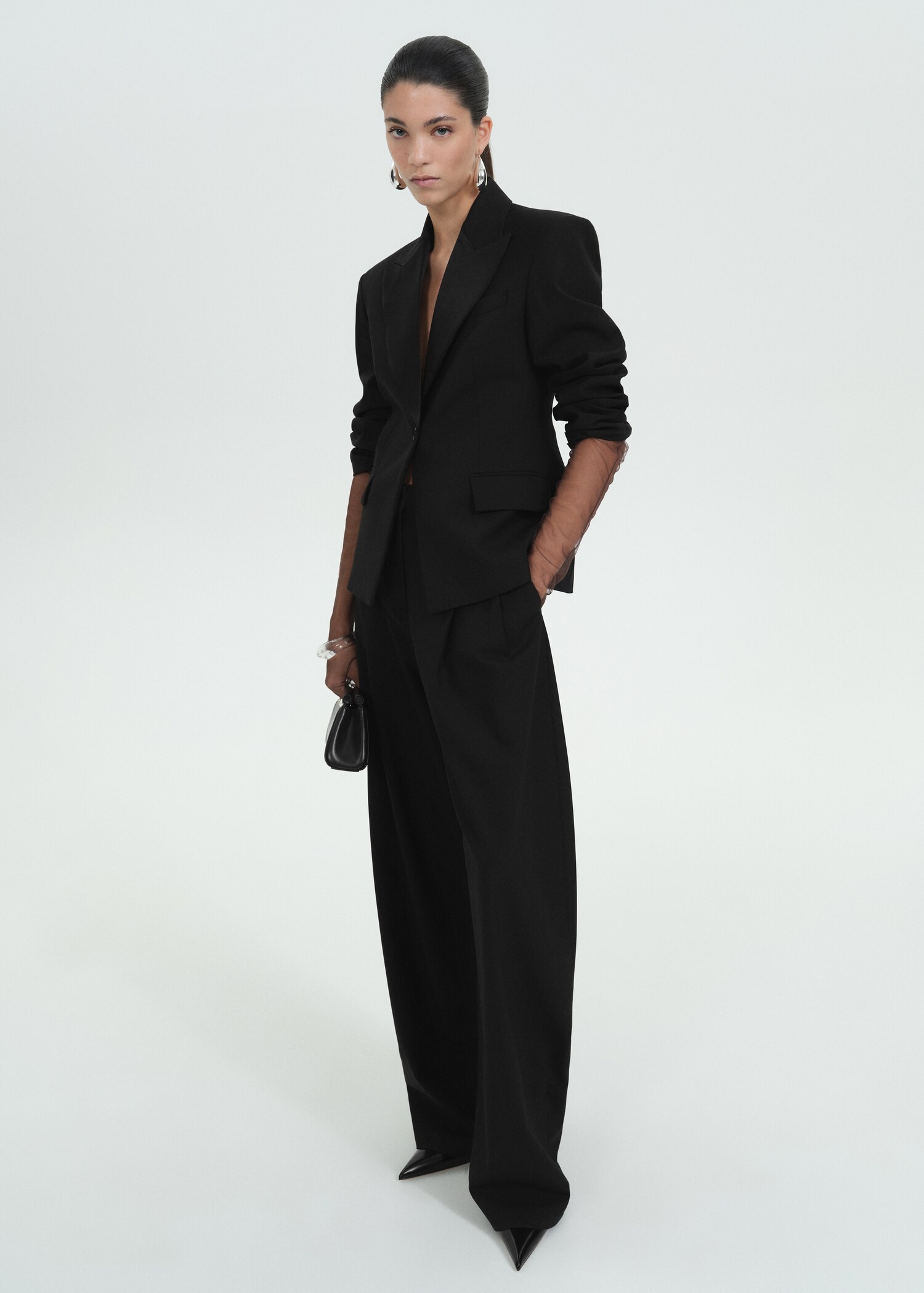 Pleat detail wool trousers - General plane