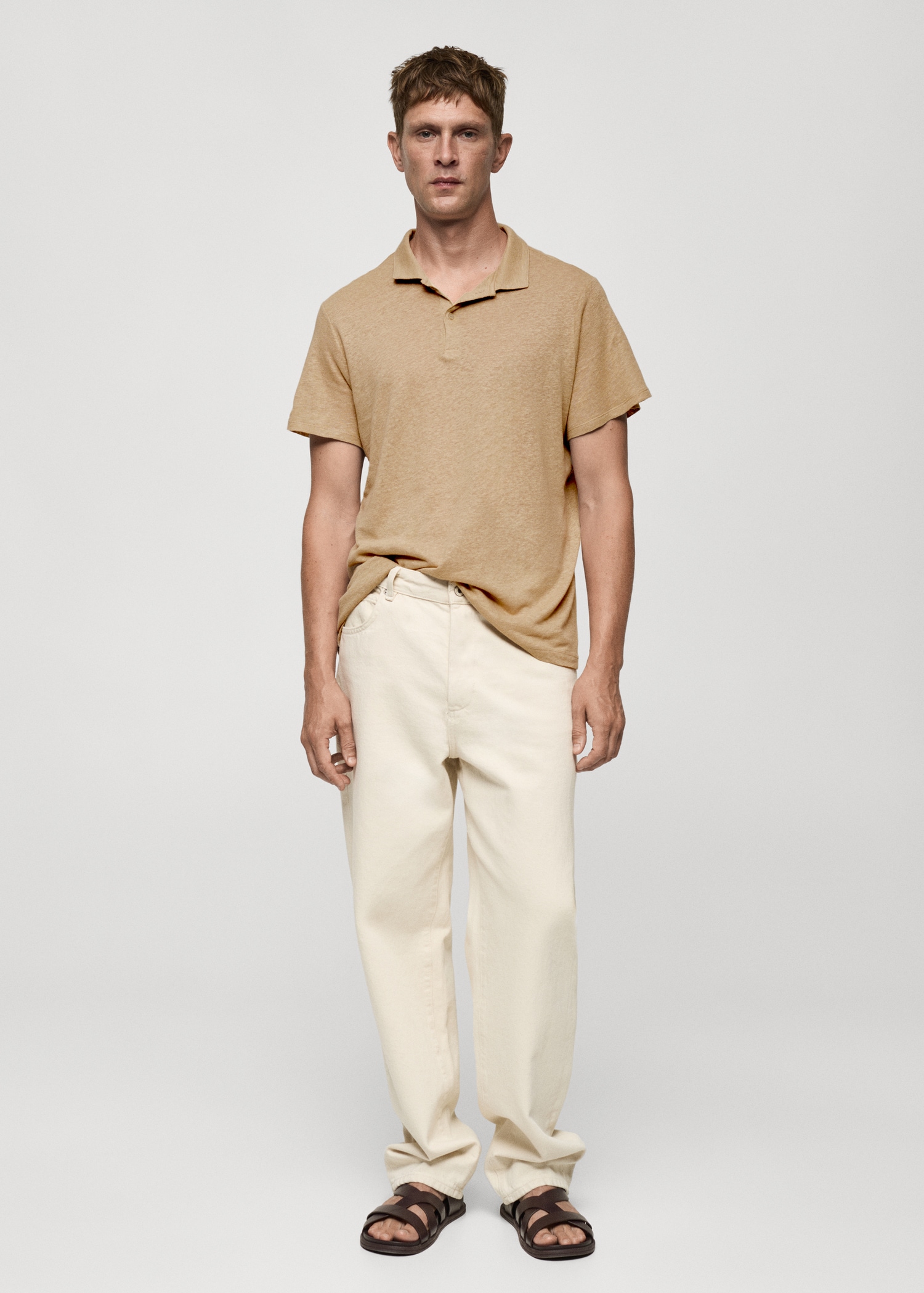 Slim fit poloshirt van 100% linnen - Overzichtstekening