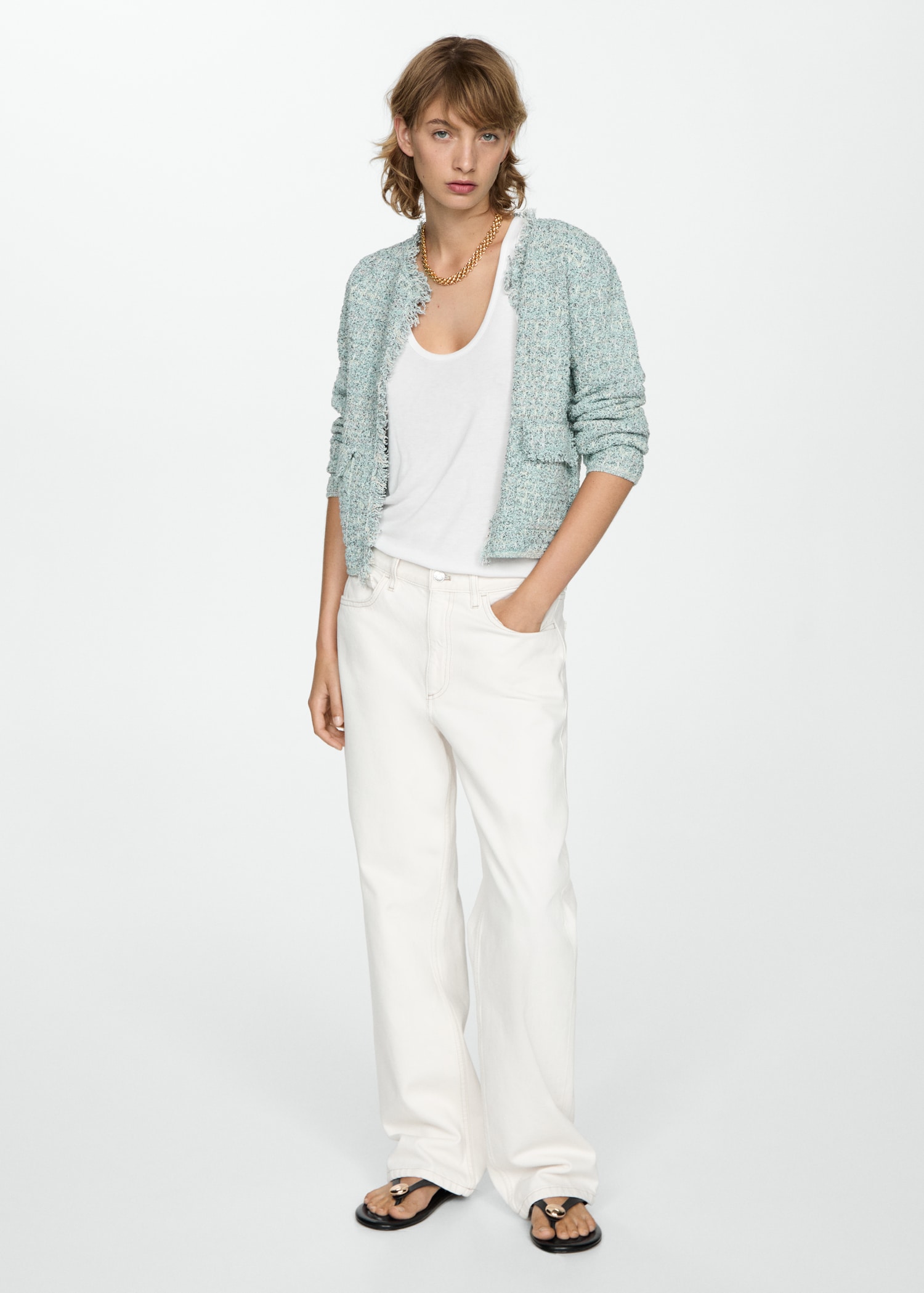 Veste tweed bords effilochés - Plan général