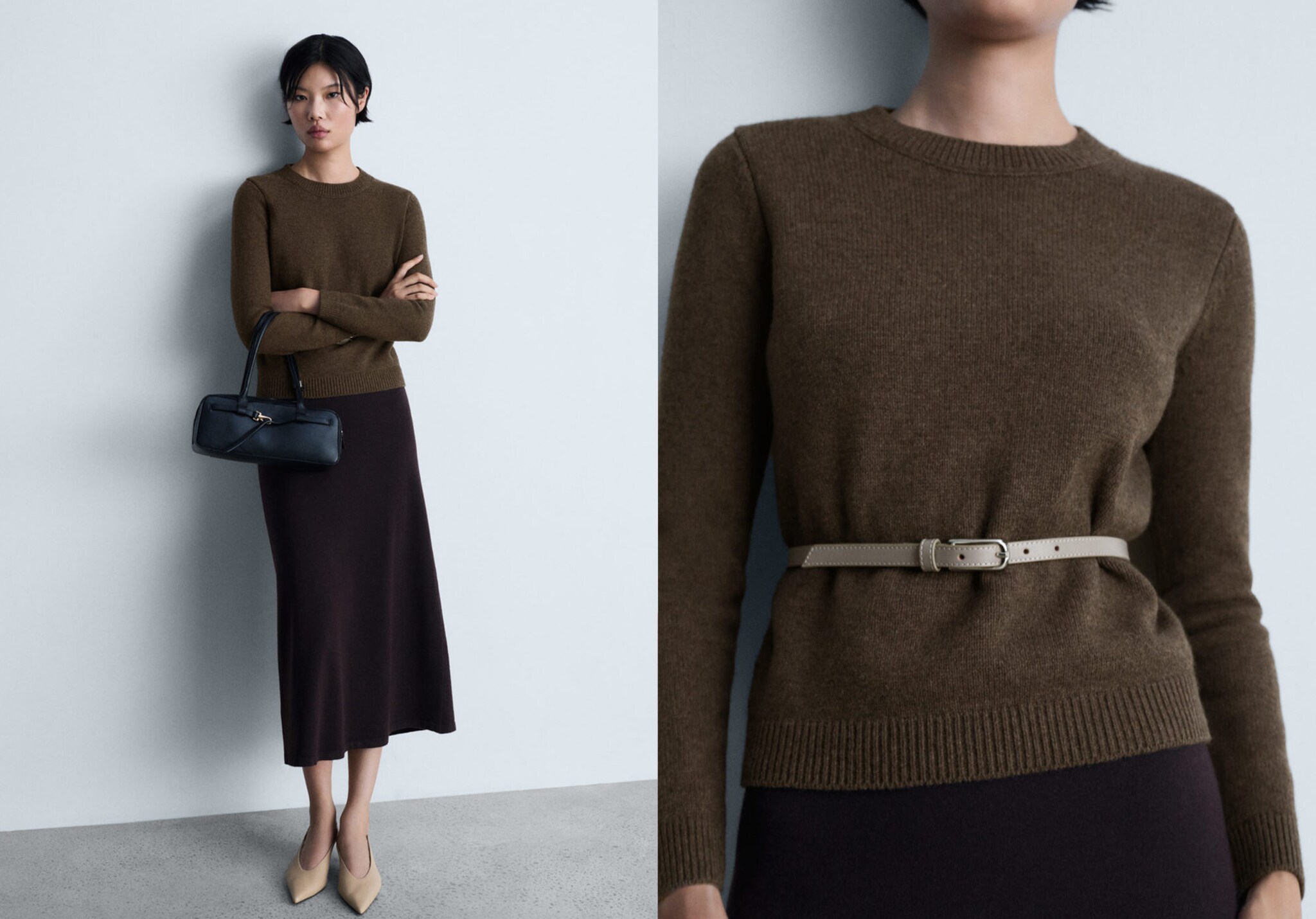 Rounded neck wool sweater - Panoramic plane