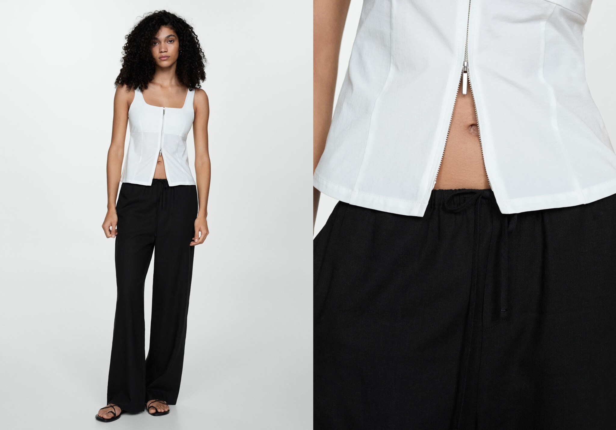 سروال مستقيم من مزيج الكتان - رؤية بانورامية