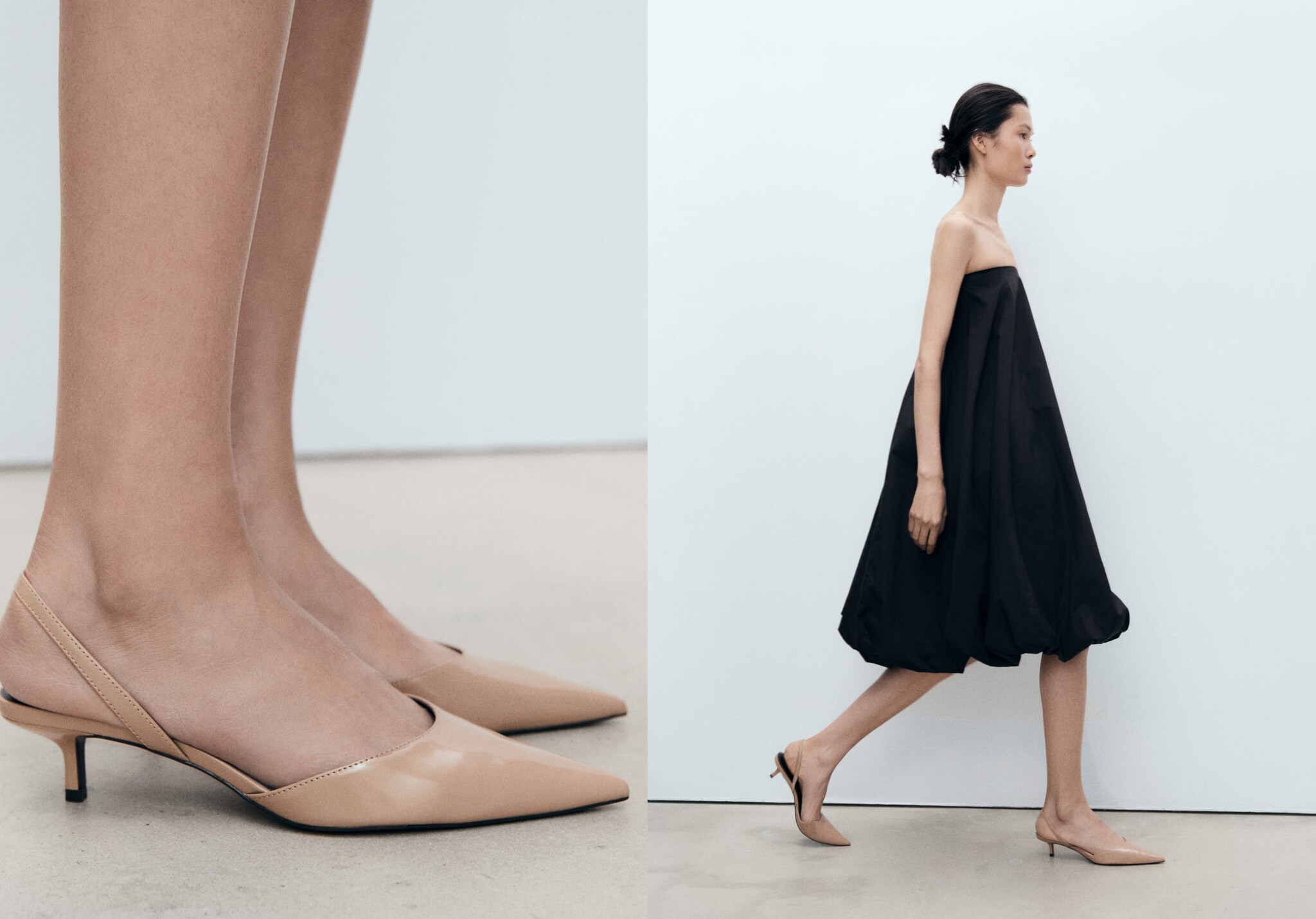 Kitten-heel pointed shoes - Panoramic plane