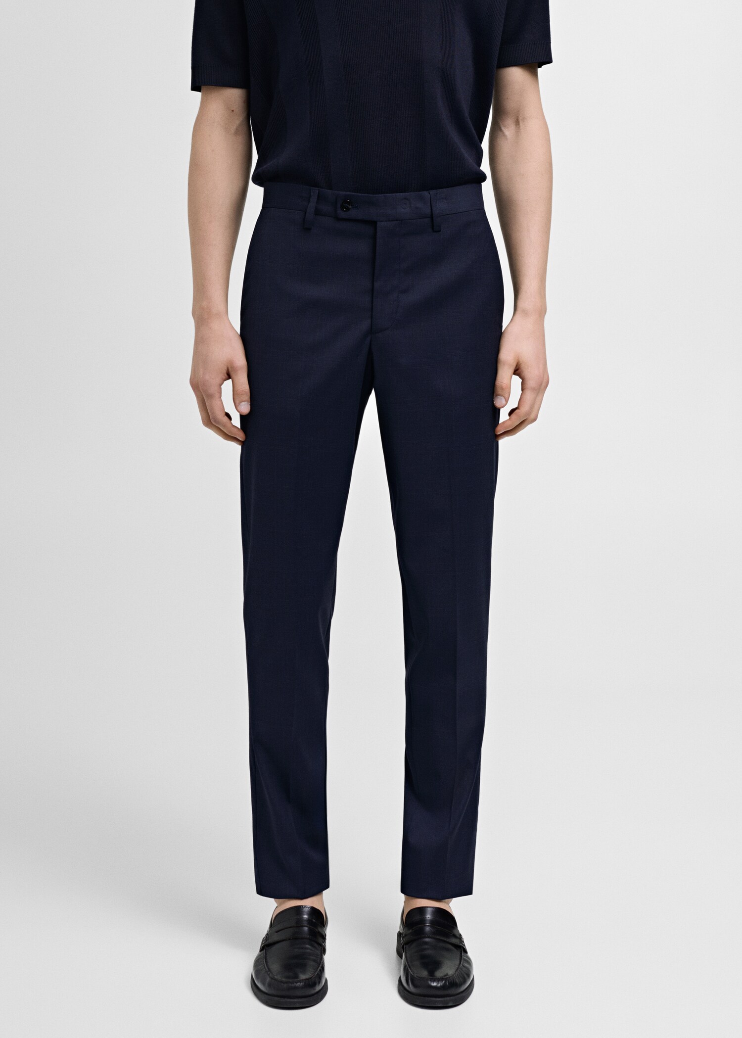 Stretch-fabric slim-fit suit trousers - Medium plane