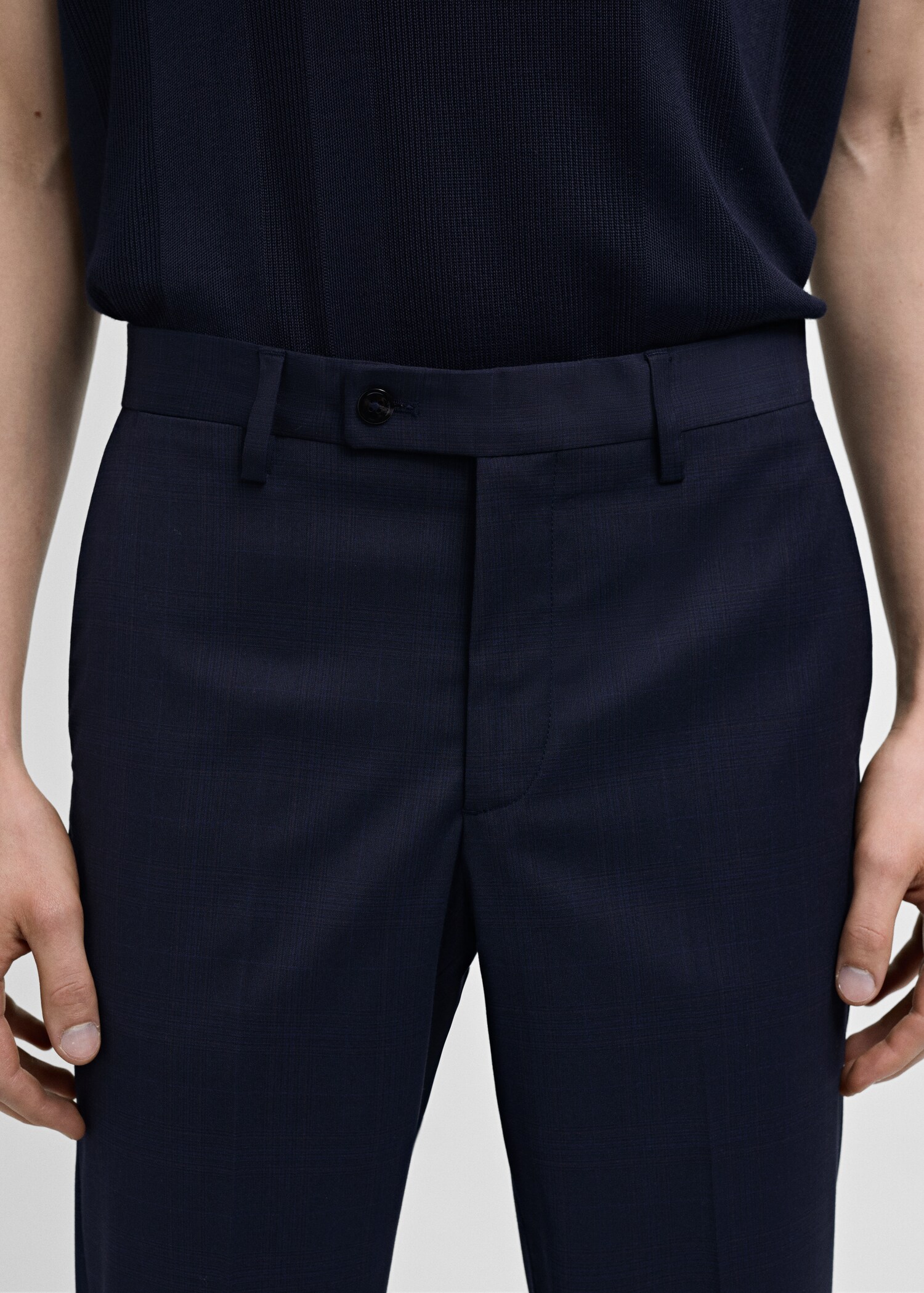 Stretch-fabric slim-fit suit trousers - Details of the article 3