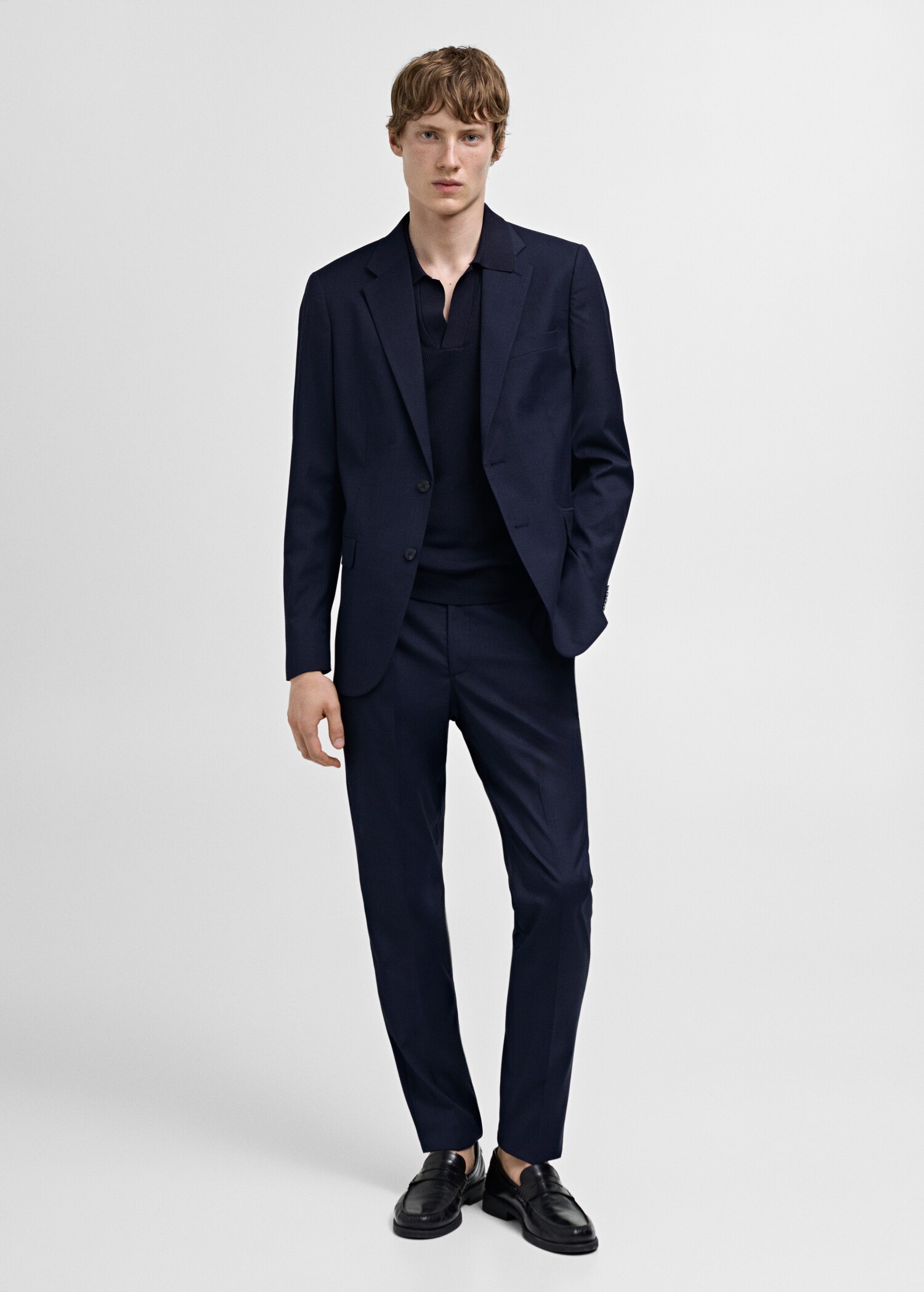 Stretch-fabric slim-fit suit trousers - General plane