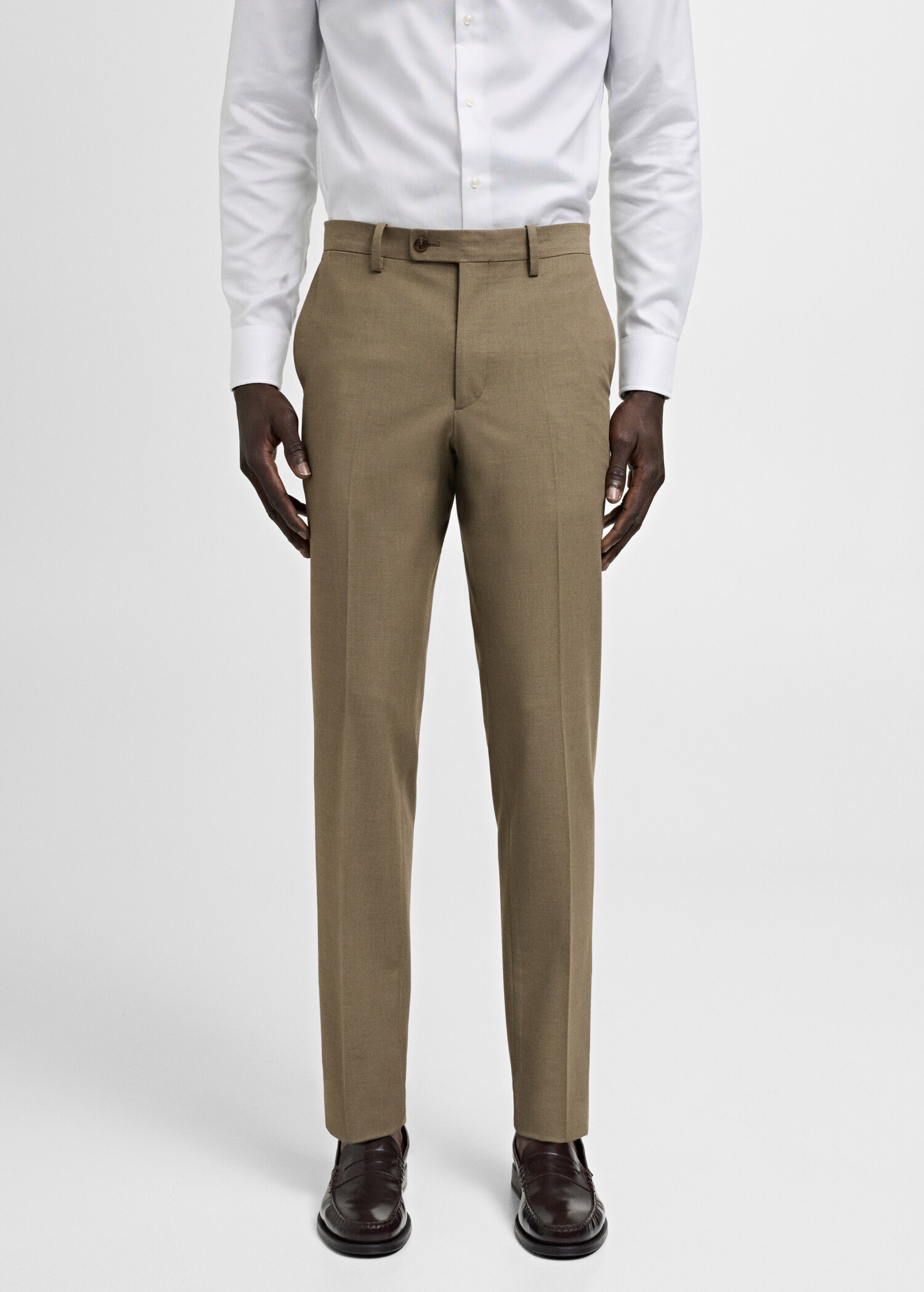 Stretch-fabric slim-fit suit trousers - Medium plane