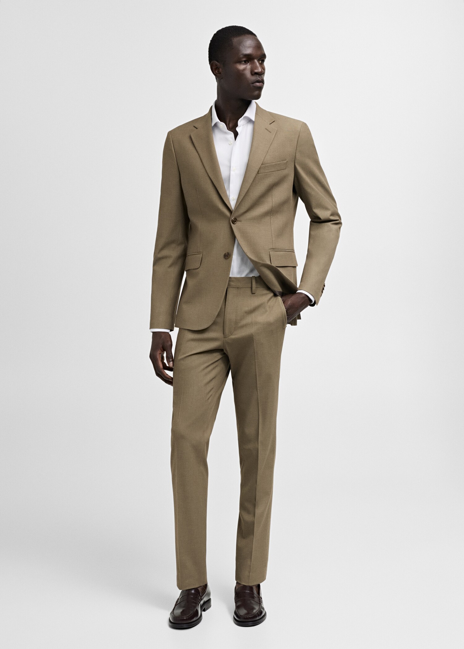 Stretch-fabric slim-fit suit trousers - General plane