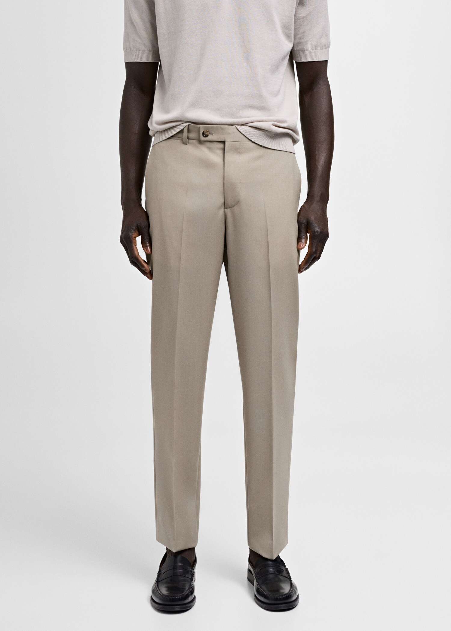 100% virgin wool slim-fit suit trousers - Medium plane