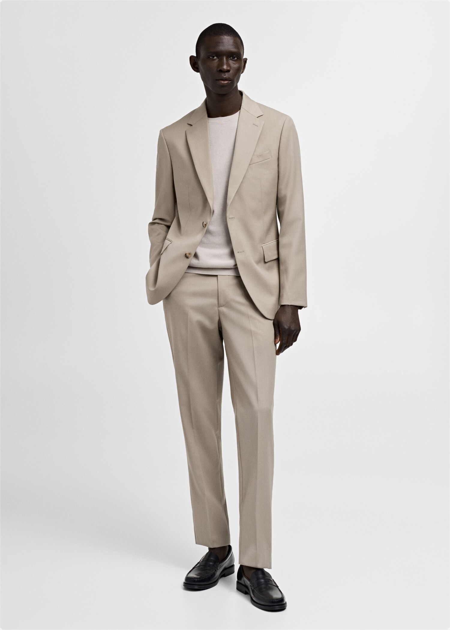 100% virgin wool slim-fit suit trousers - General plane