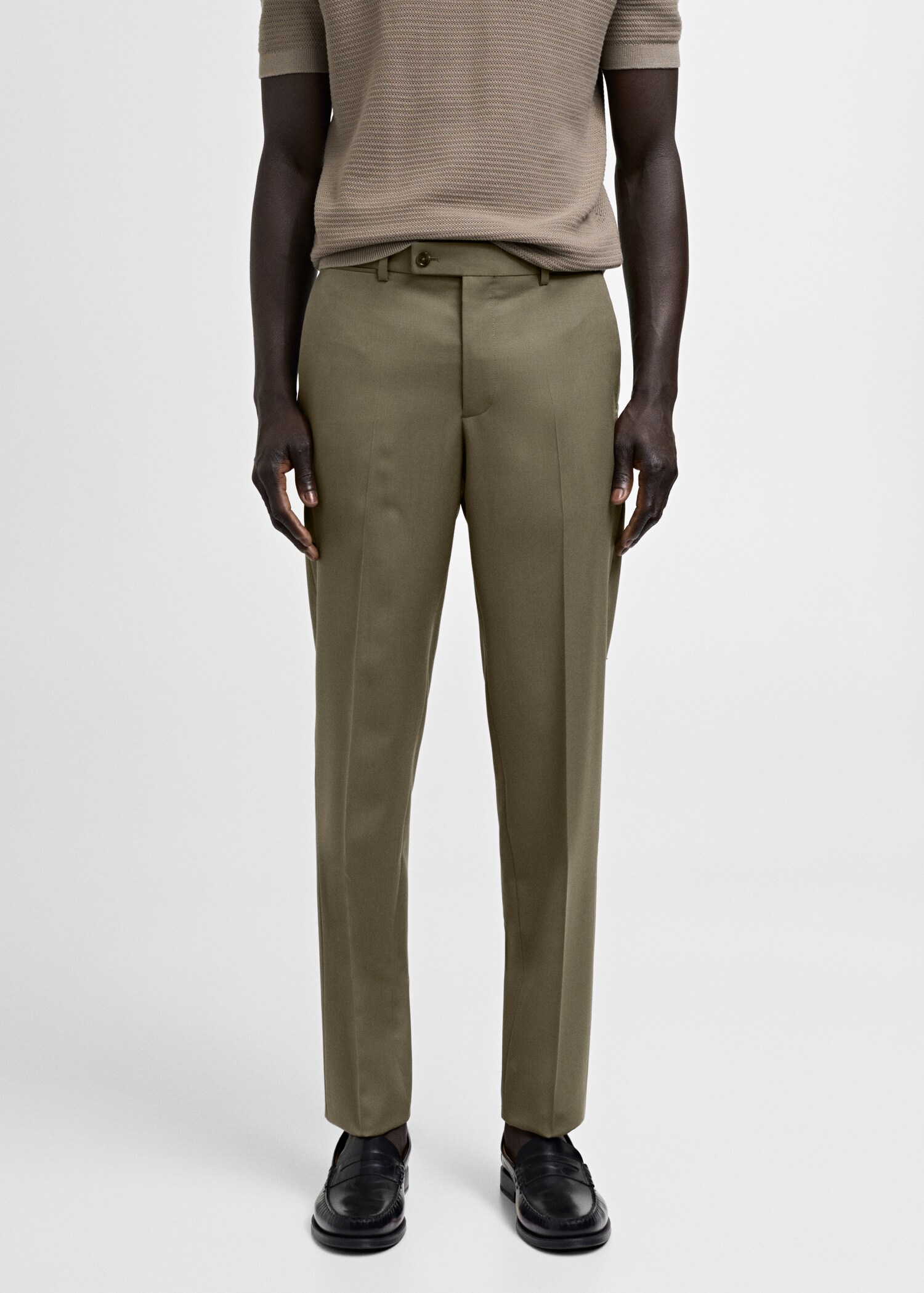 100% virgin wool slim-fit suit trousers - Medium plane