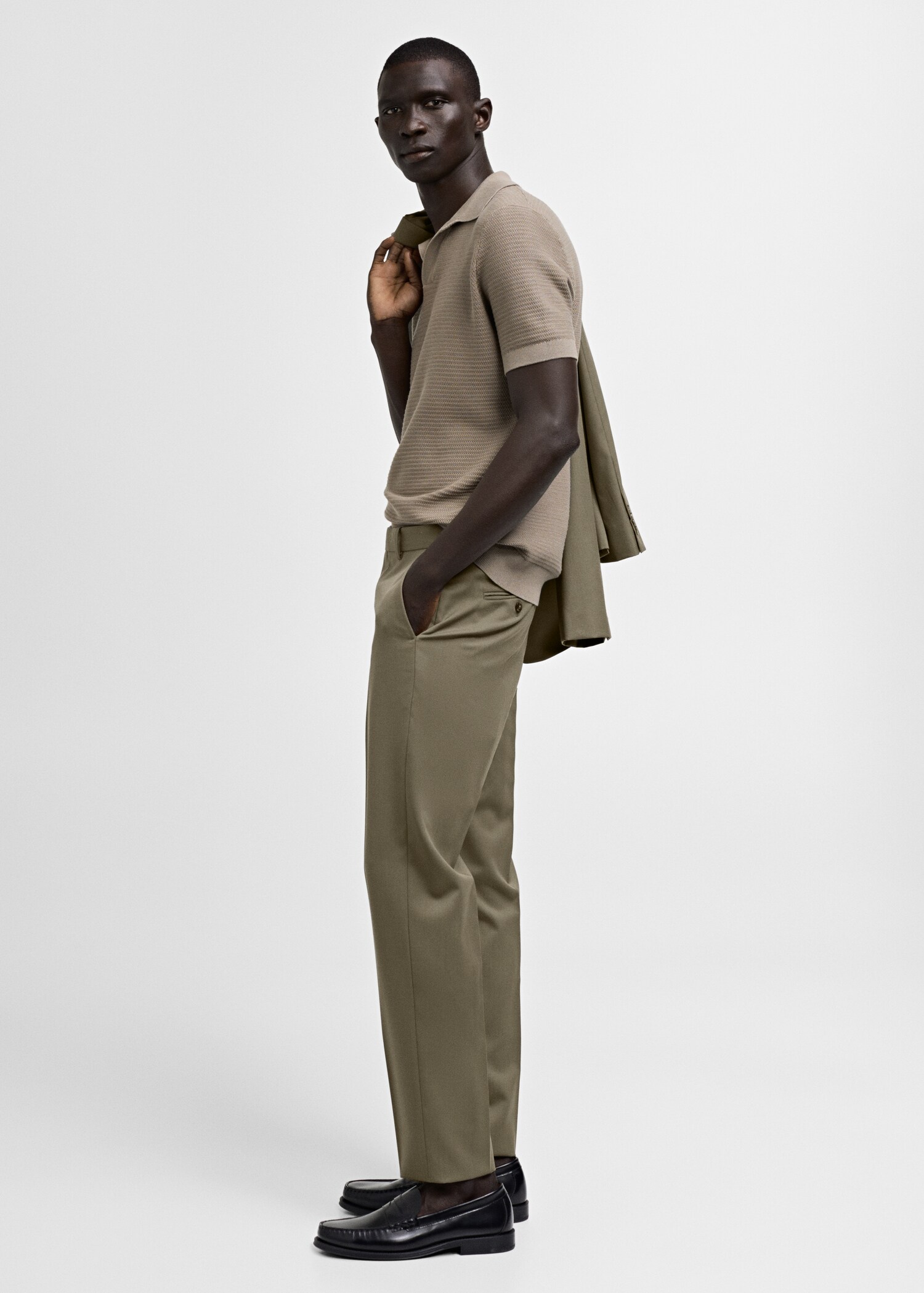 100% virgin wool slim-fit suit trousers - Details of the article 2