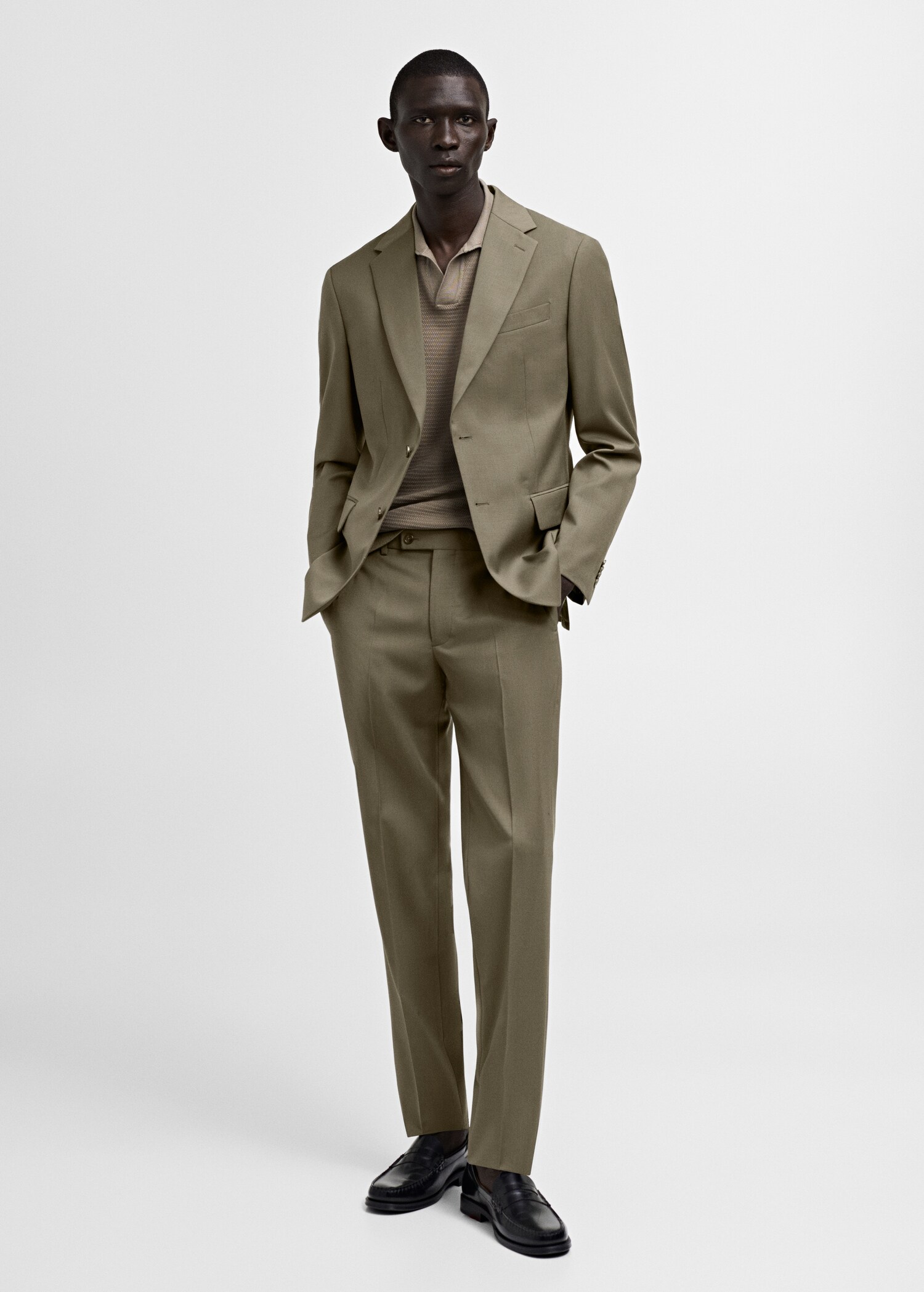 100% virgin wool slim-fit suit trousers - General plane