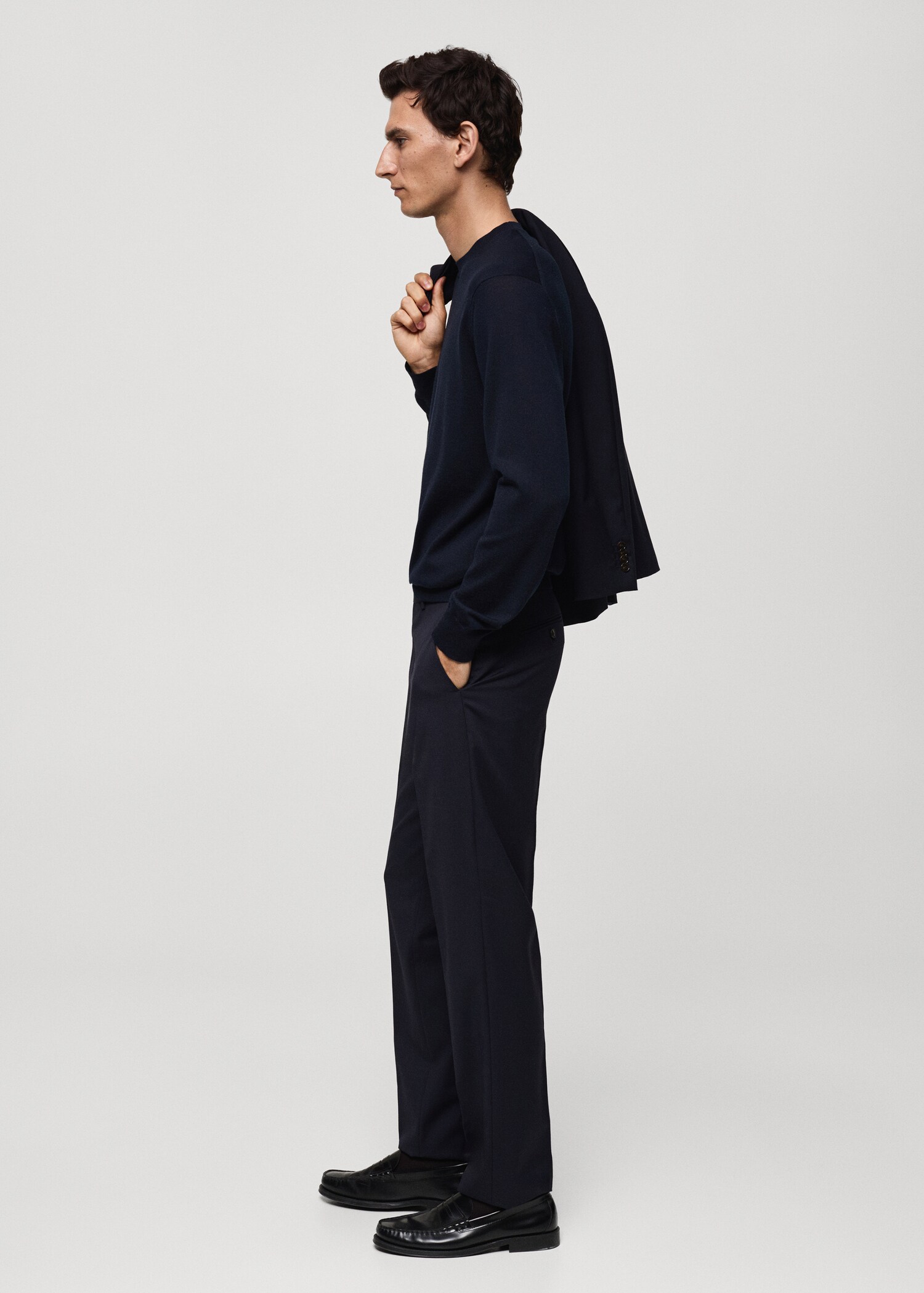 100% virgin wool slim-fit suit trousers - Details of the article 4