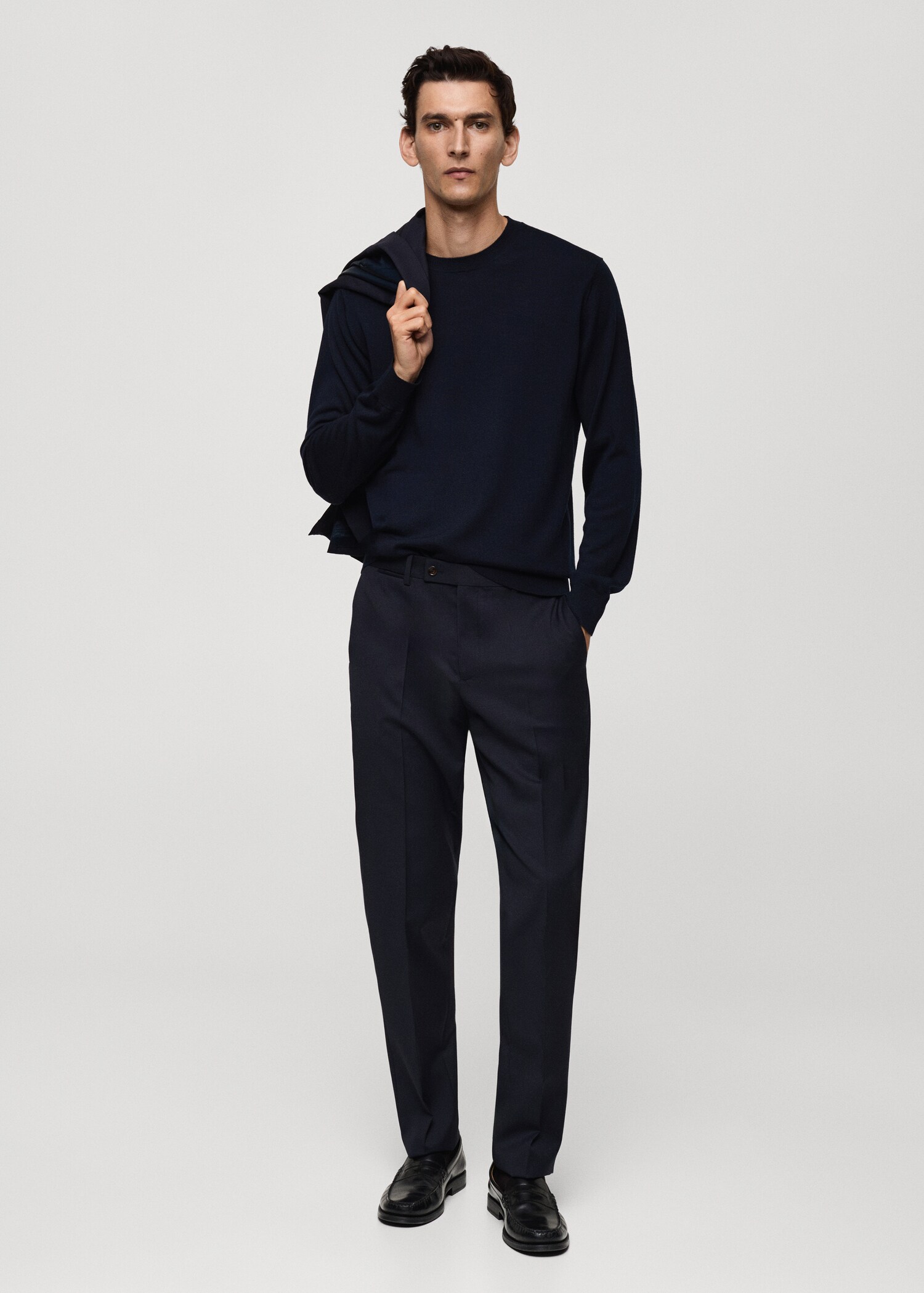100% virgin wool slim-fit suit trousers - General plane