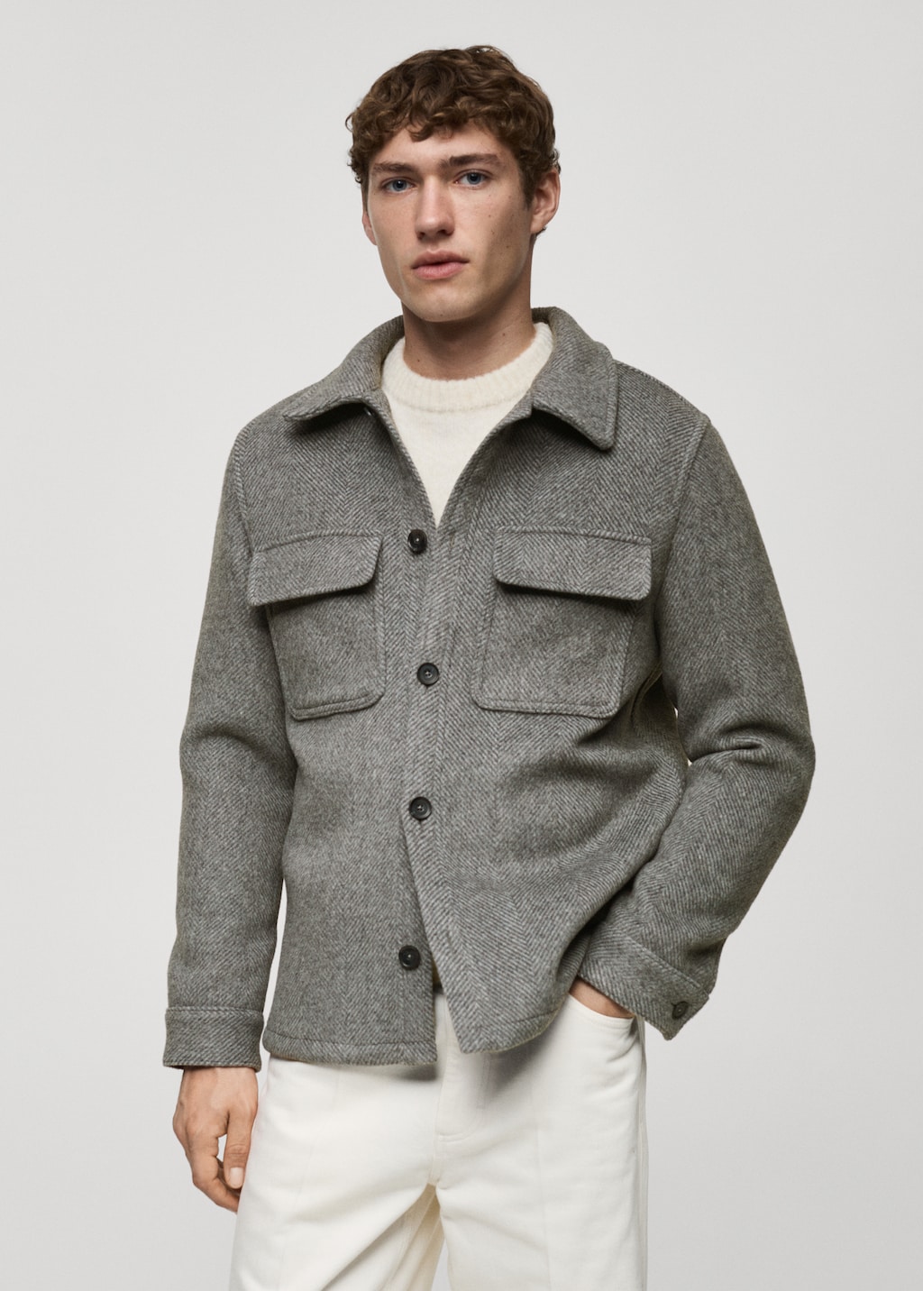 Recycled wool-blend overshirt