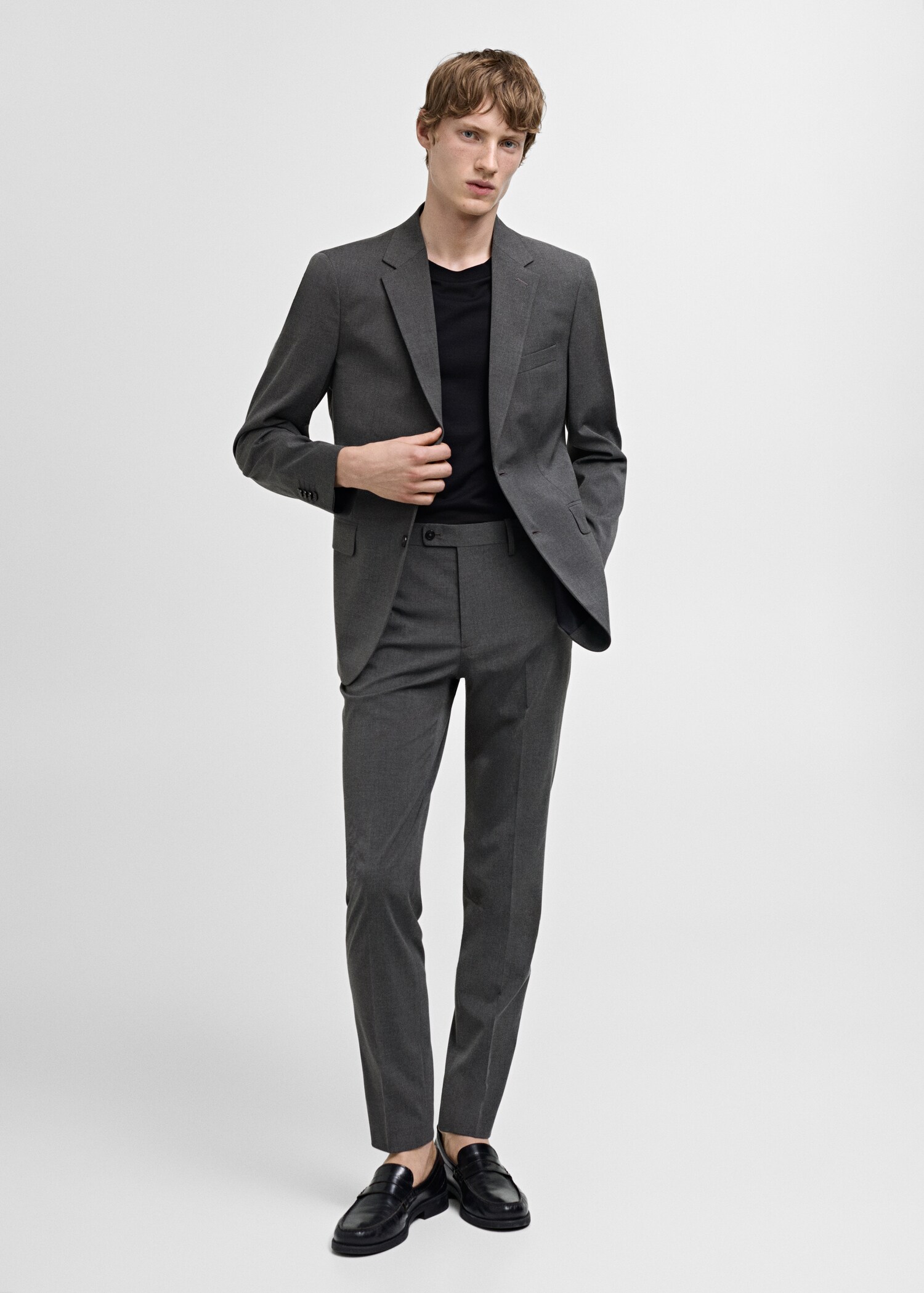 Stretch-fabric slim-fit suit trousers - General plane