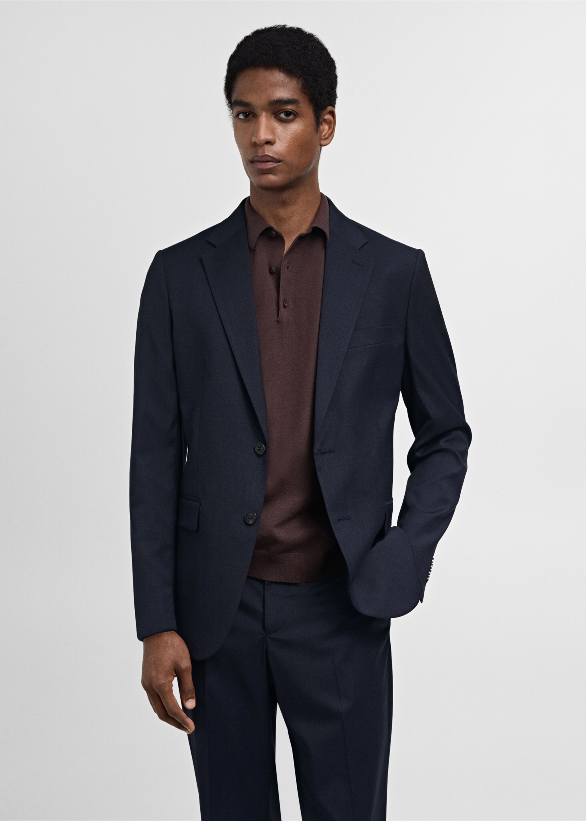 Stretch fabric slim-fit suit jacket - Medium plane