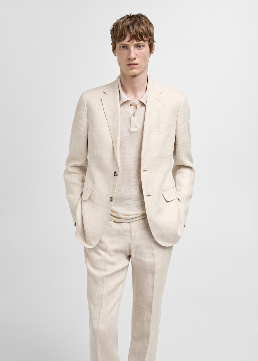 Mango Slim Fit-Anzugjacke aus 100 % Leinen
