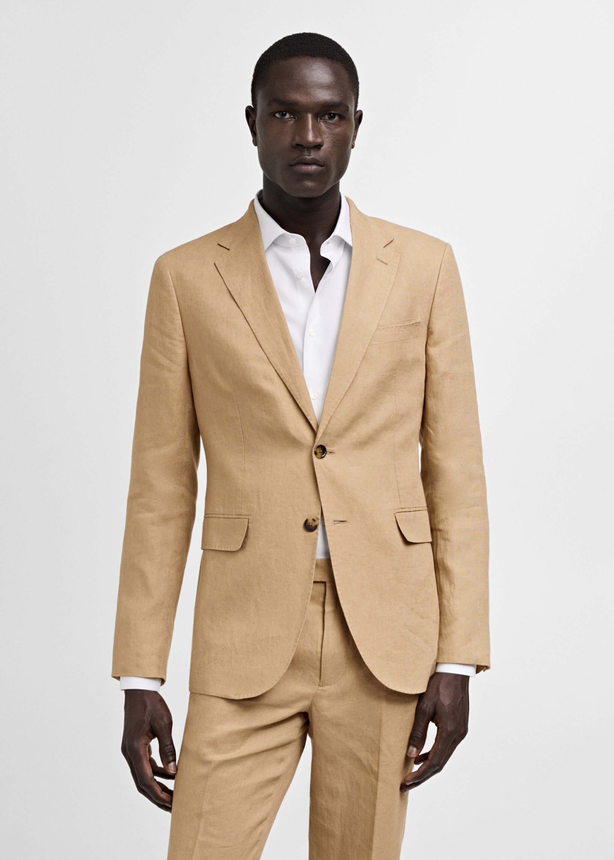 100% linen slim-fit suit jacket - Medium plane