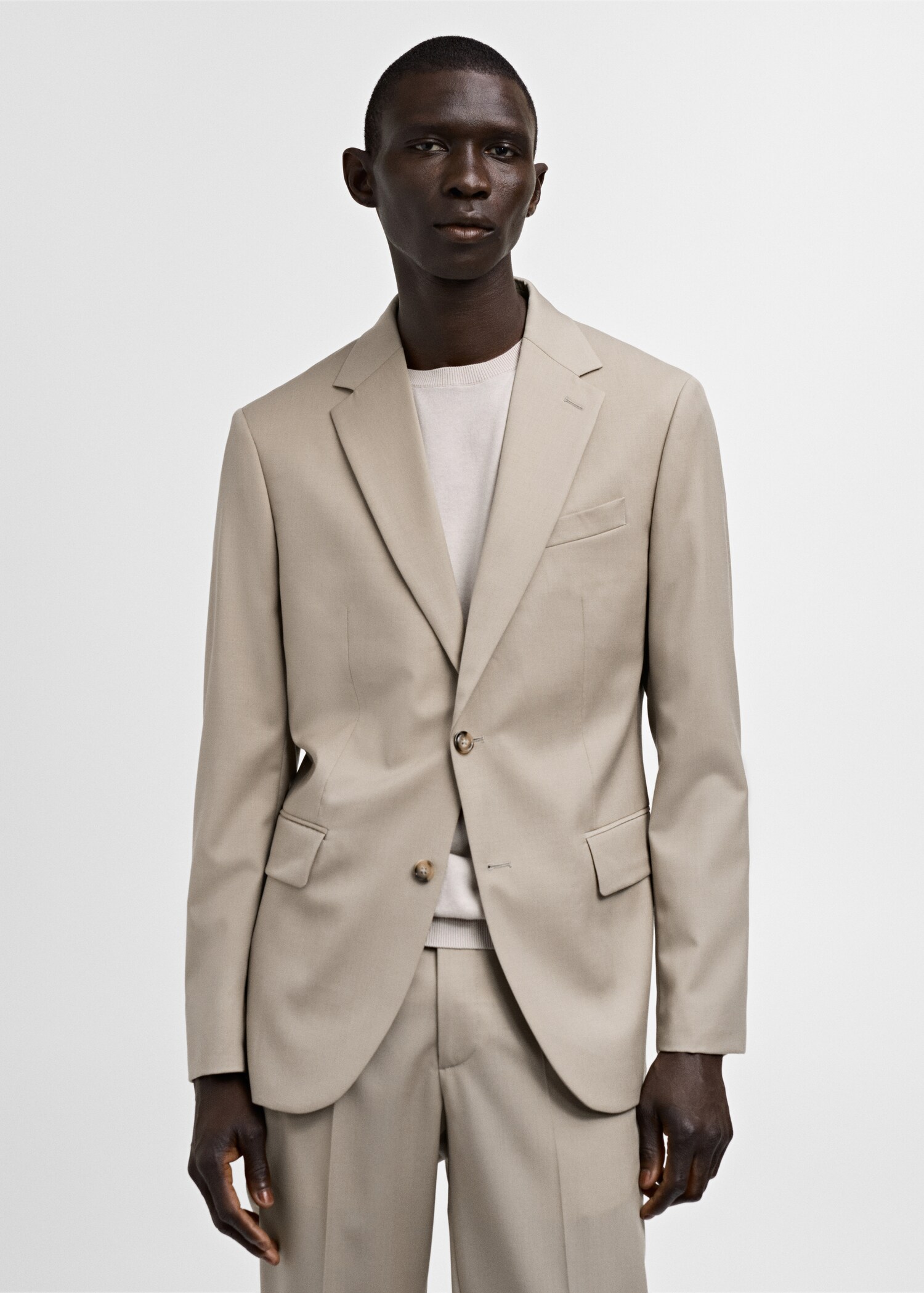 100% virgin wool slim-fit suit jacket - Medium plane