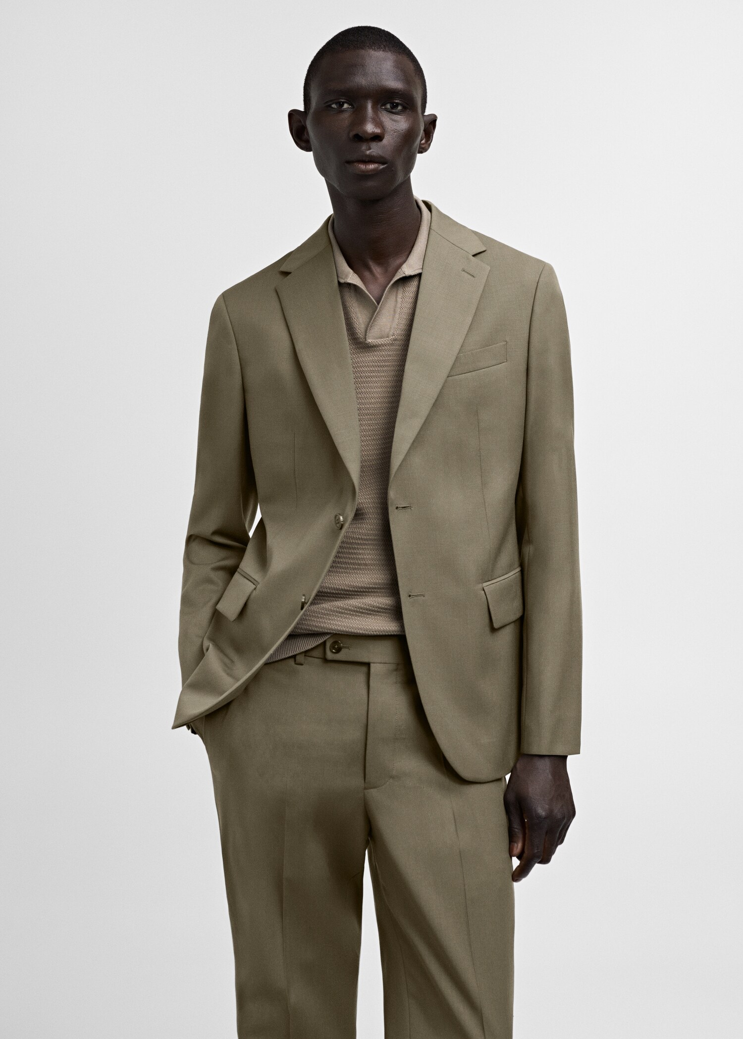 100% virgin wool slim-fit suit jacket - Medium plane