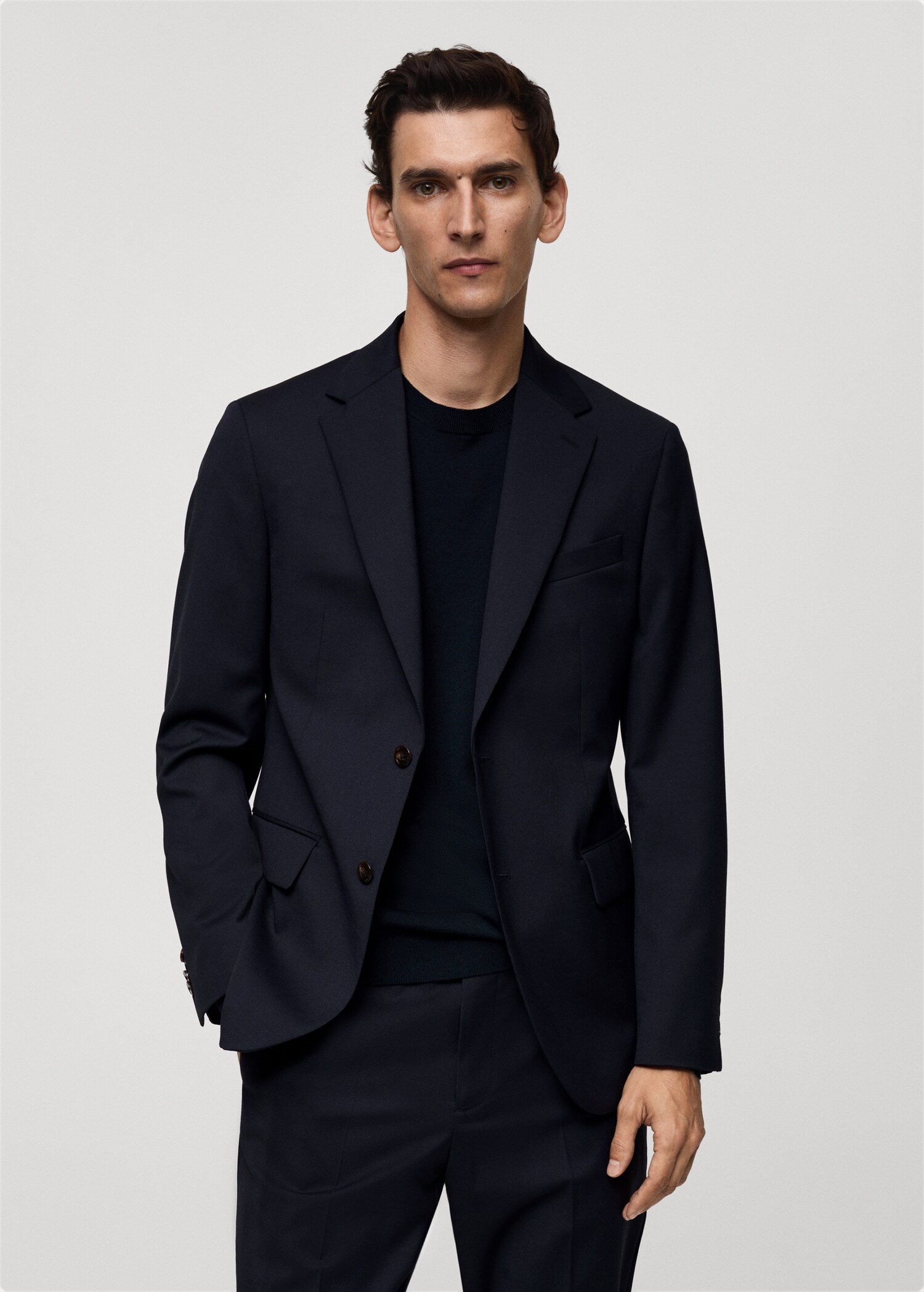 100% virgin wool slim-fit suit jacket - Medium plane