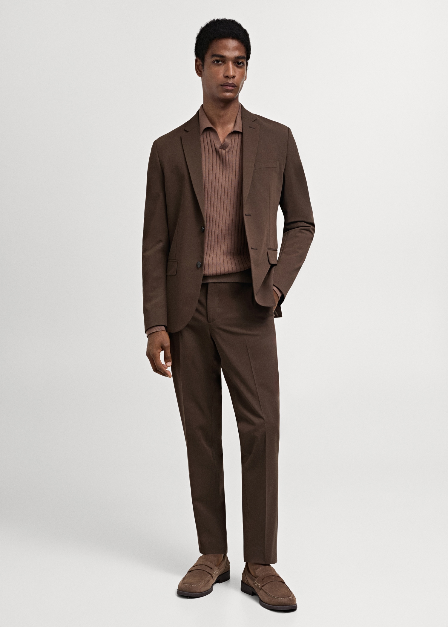 Stretch fabric super slim-fit suit trousers - General plane