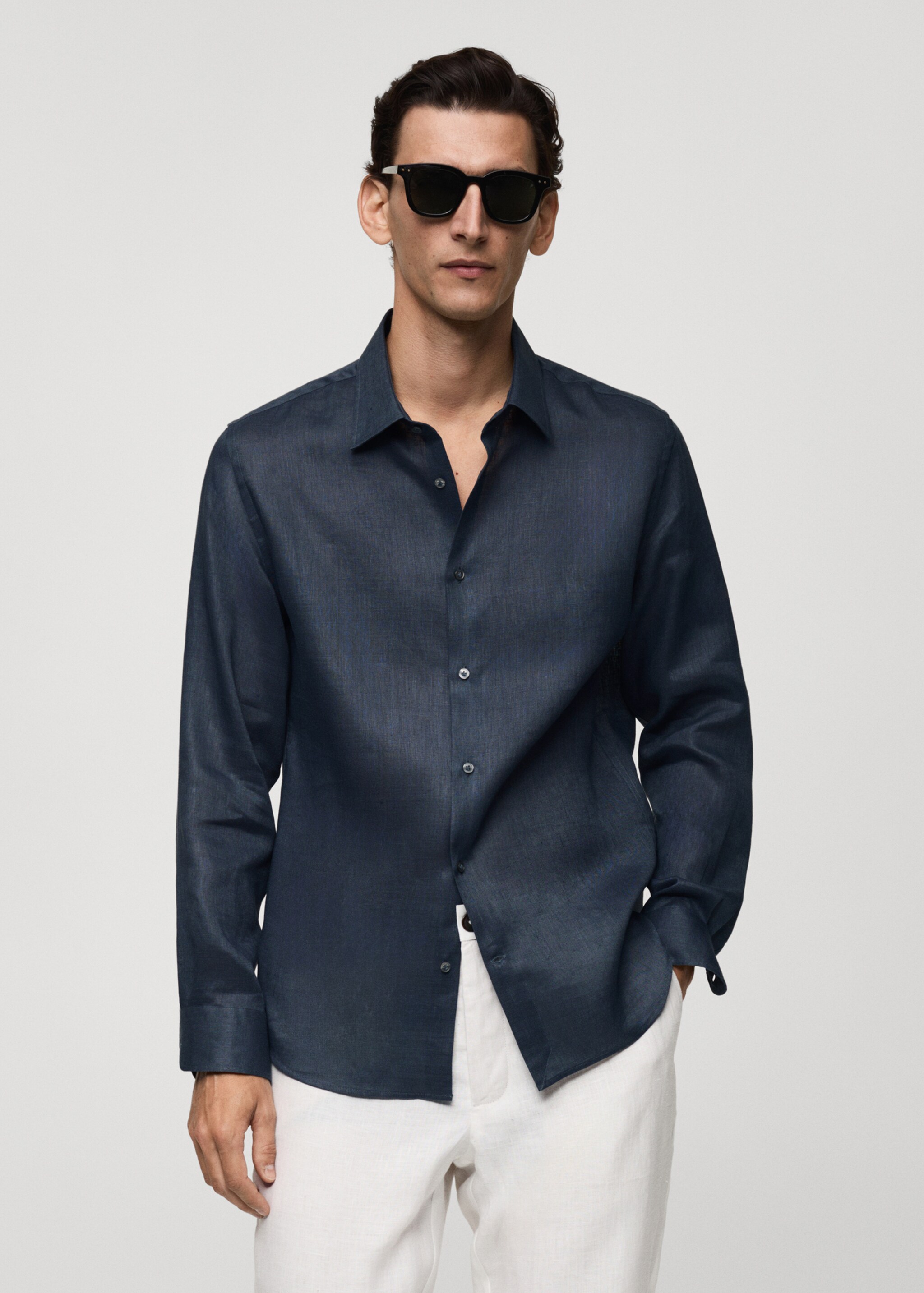 Regular-fit 100% linen shirt - Medium plane