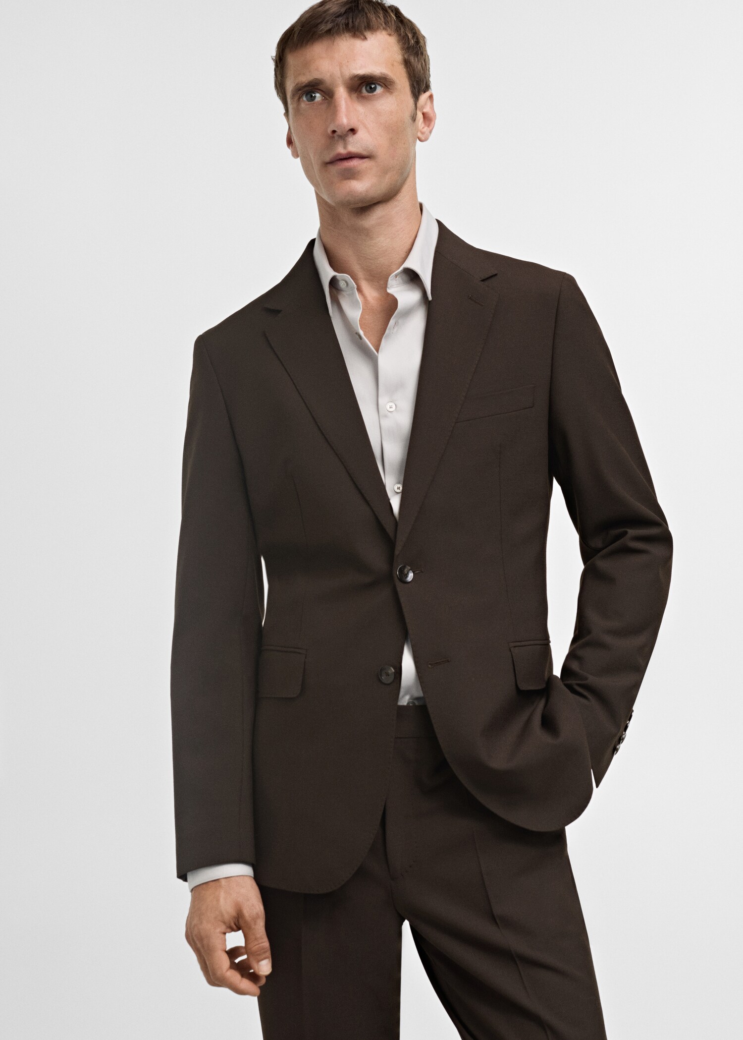 Crease-resistant wool suit jacket - Medium plane