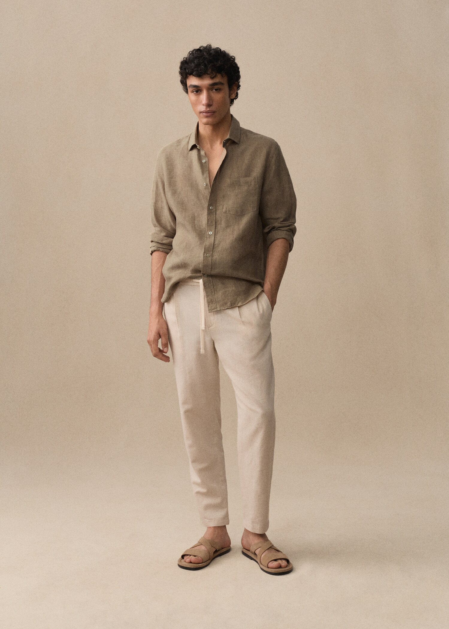 Classic fit 100% linen shirt - Details of the article 5