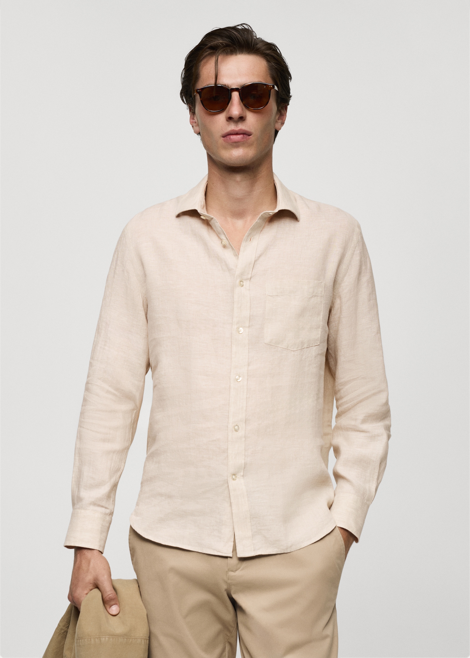Classic fit 100% linen shirt - Medium plane