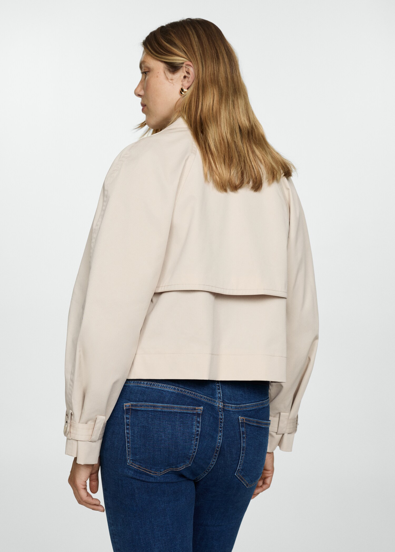 Double-breasted cropped trenchcoat - Achterkant van het artikel