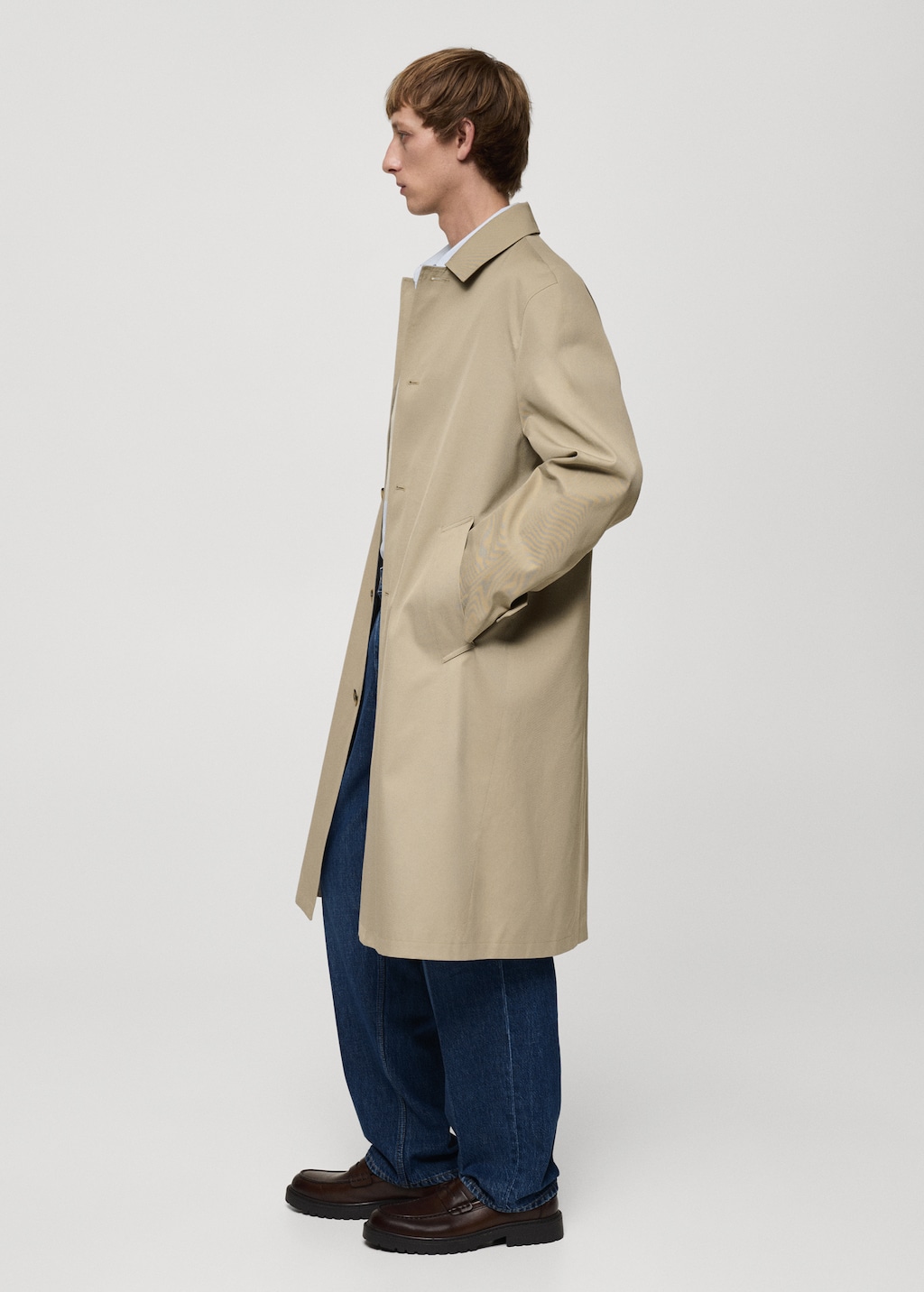 Relaxed-fit water-repellent trench coat