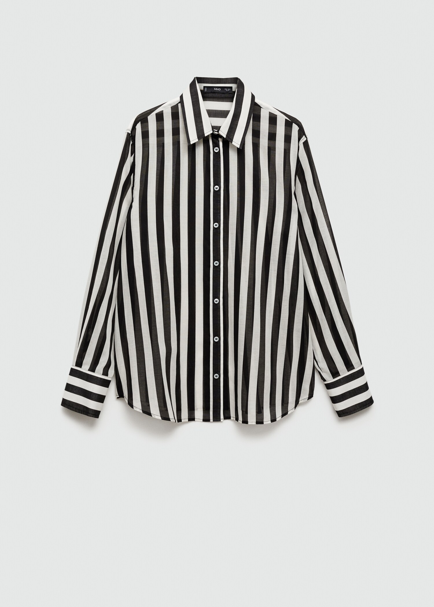 Semi-transparent striped 100% cotton shirt - Article without model