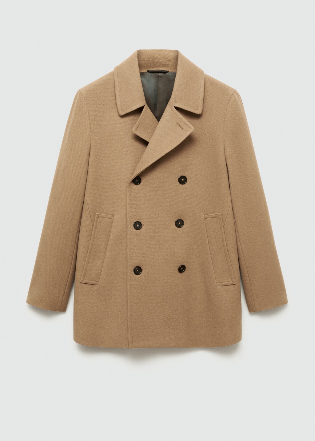 【YOURNUS】Morris Wool Double Coat Morris Double Breasted Herringbone Wool Coat Navy at