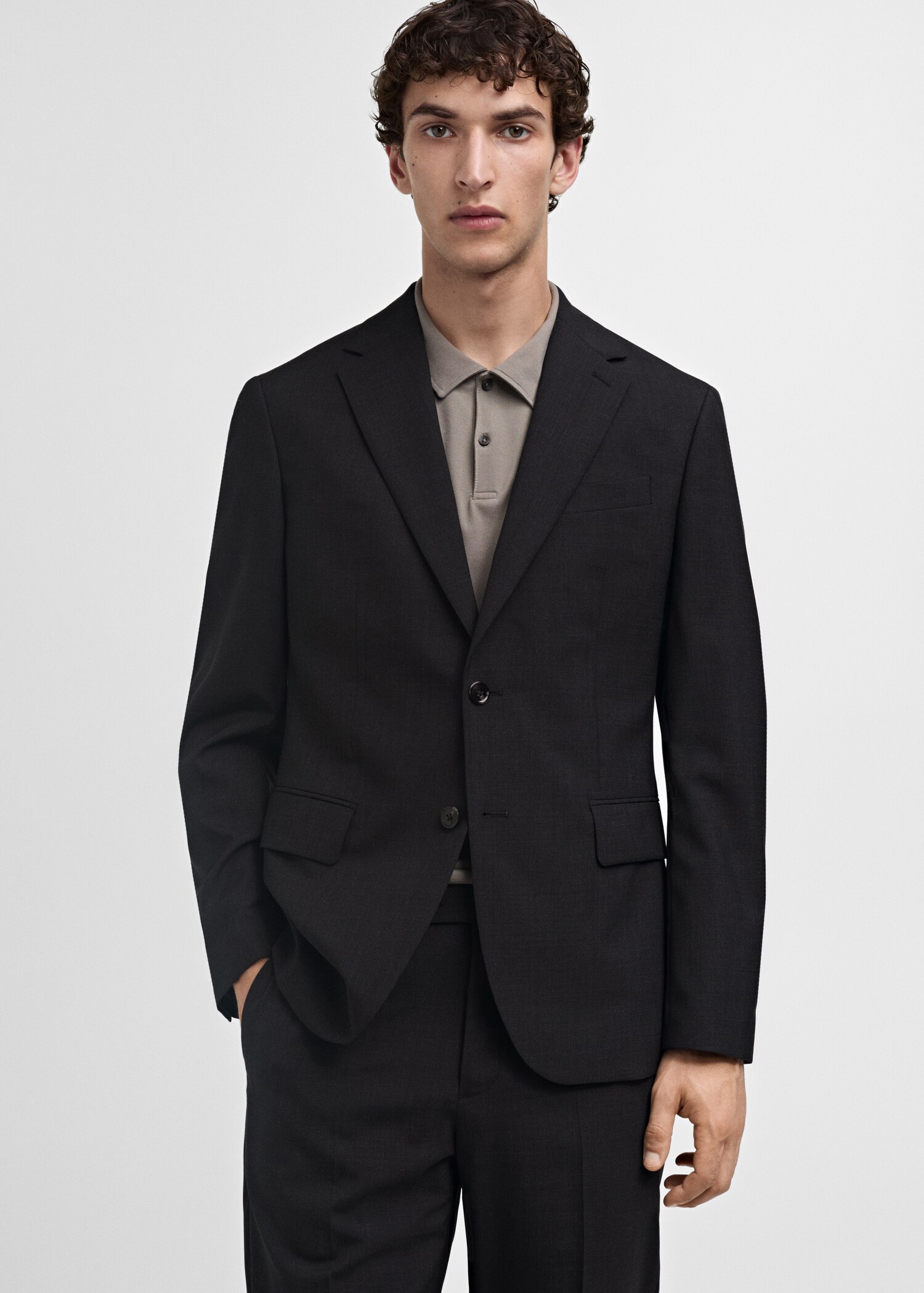 100% virgin wool slim-fit suit jacket - Medium plane