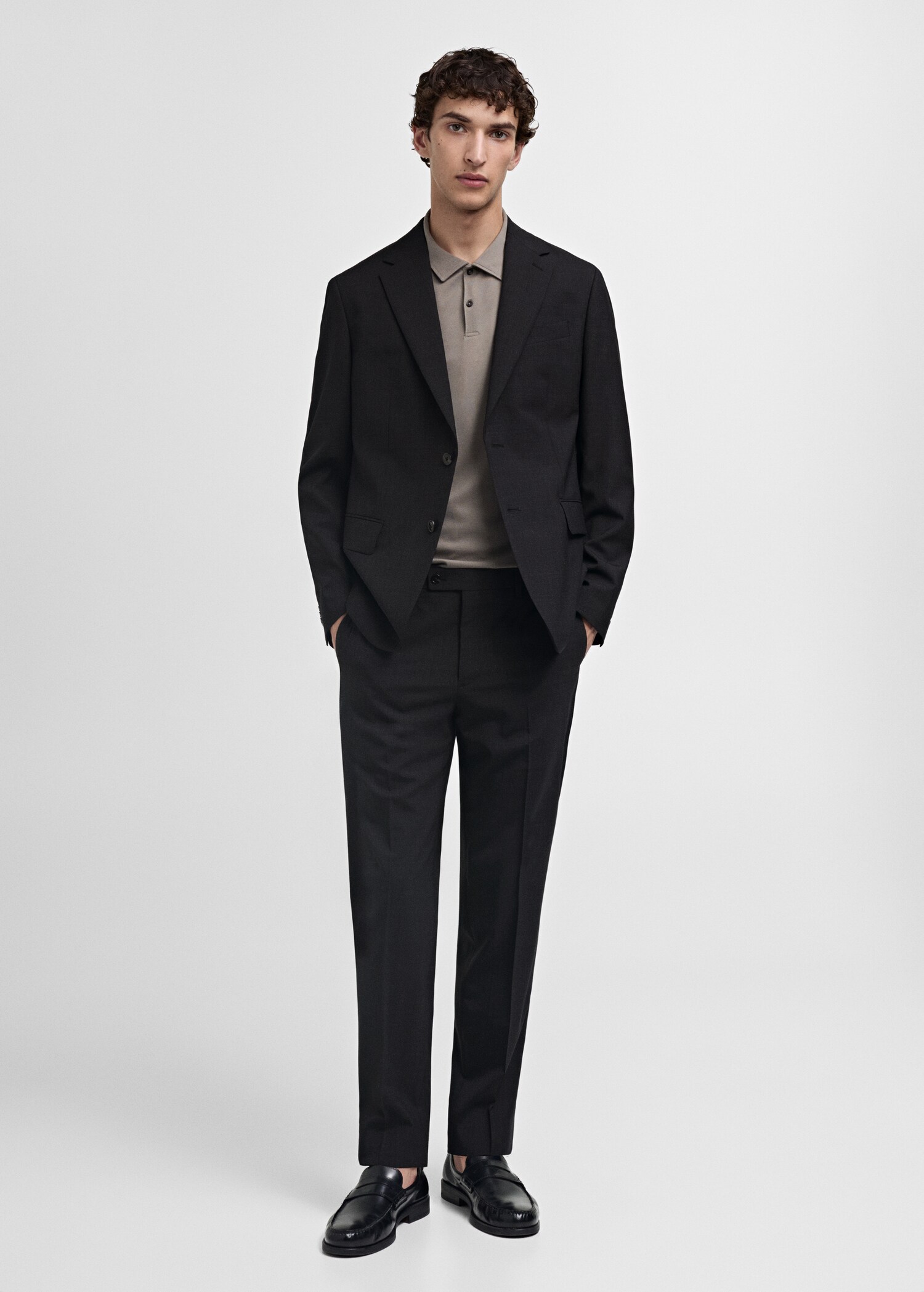 100% virgin wool slim-fit suit jacket - General plane