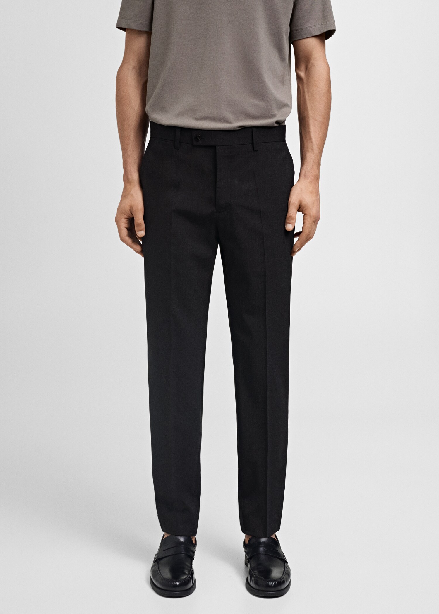 100% virgin wool slim-fit suit trousers - Medium plane