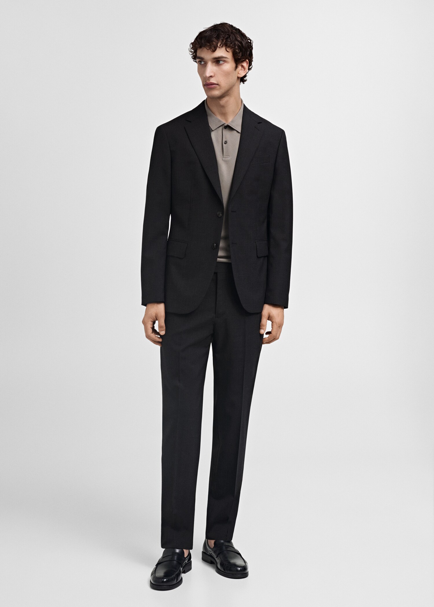 100% virgin wool slim-fit suit trousers - General plane