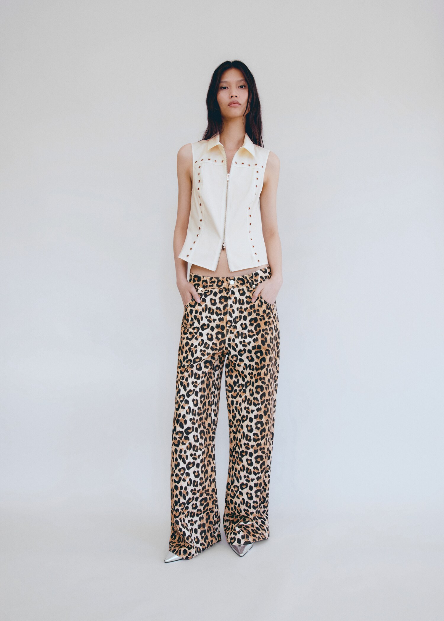 Leopard-print wideleg jeans - General plane