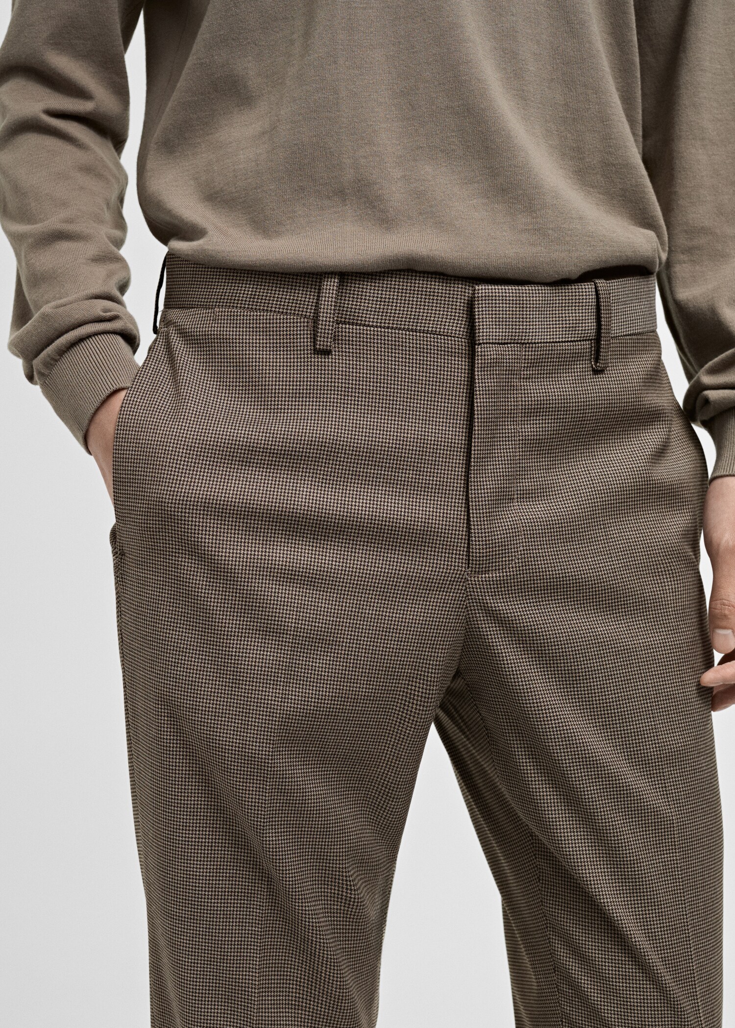 Herringbone super slim- fit suit trousers - Details of the article 3