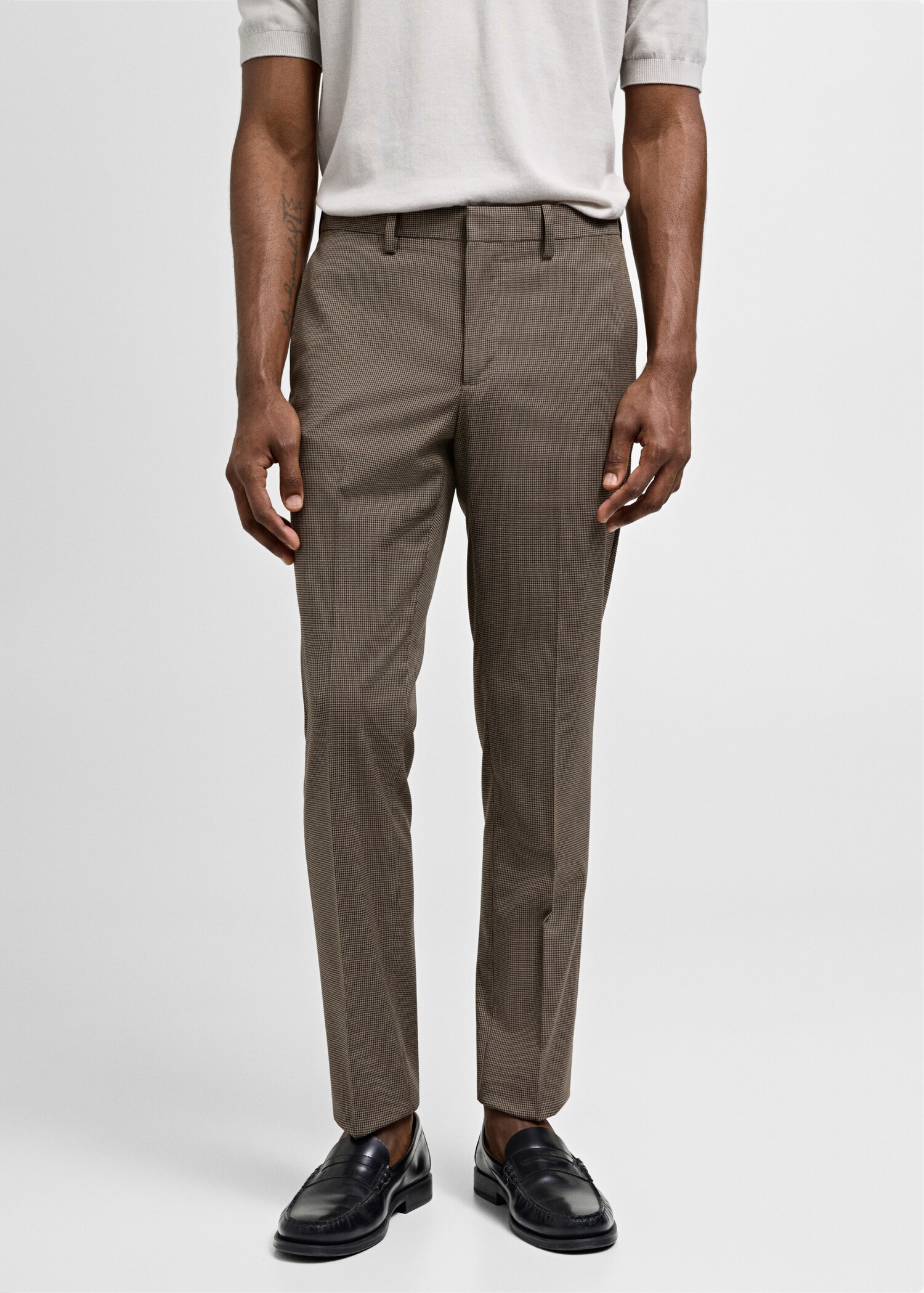 Herringbone super slim- fit suit trousers - Medium plane