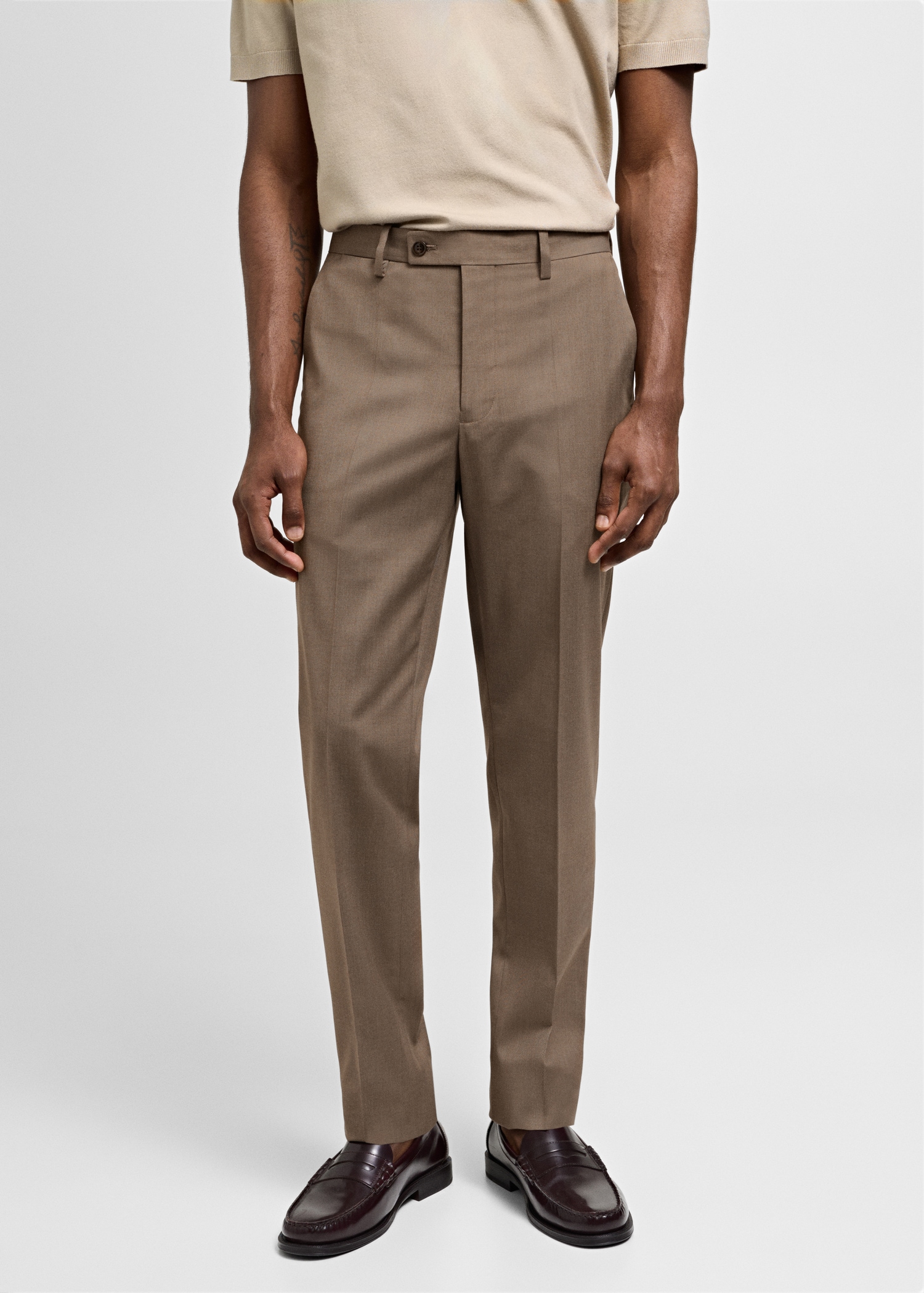 Stretch-fabric slim-fit suit trousers - Medium plane
