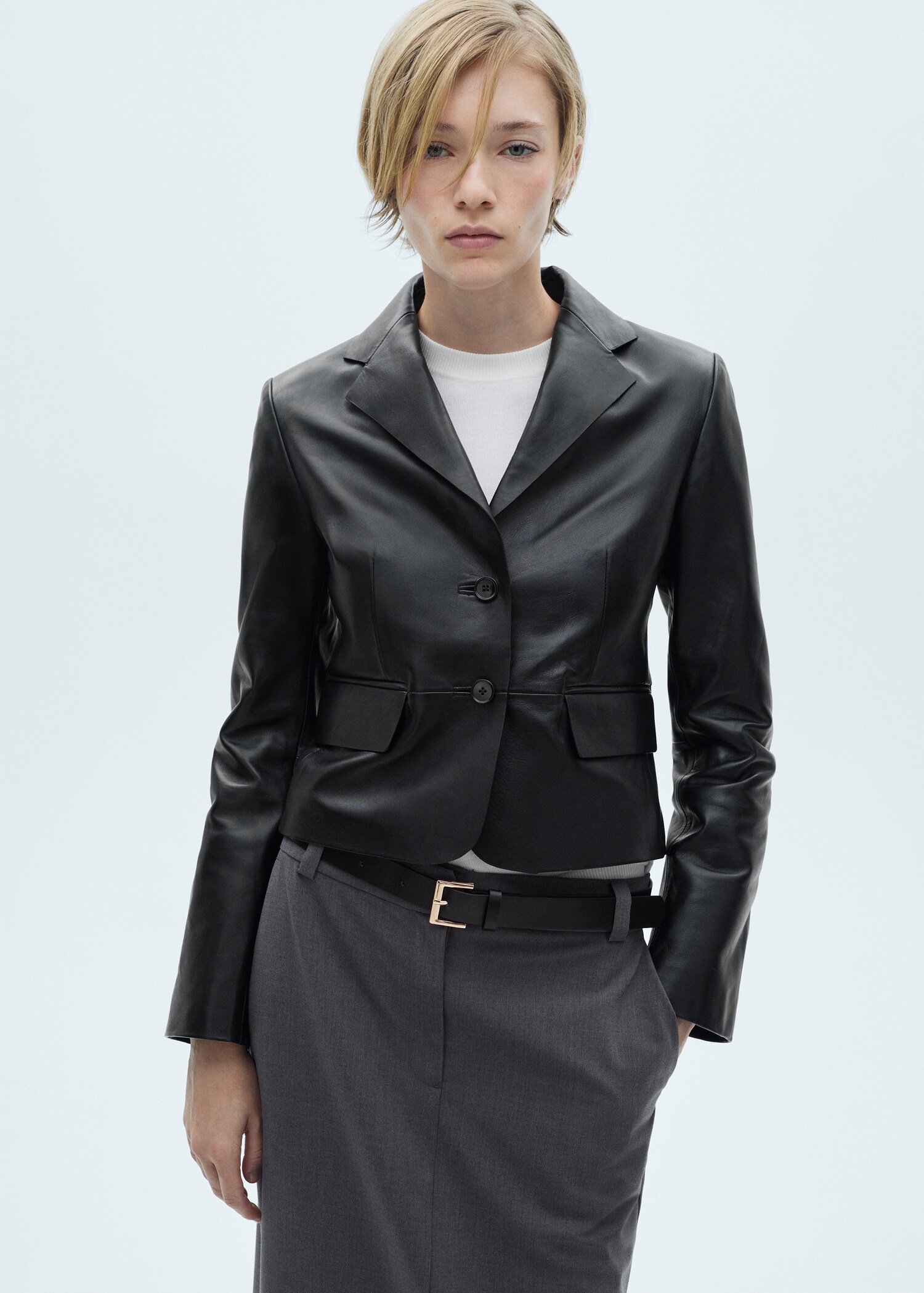 Cropped leather jacket - Medium plane