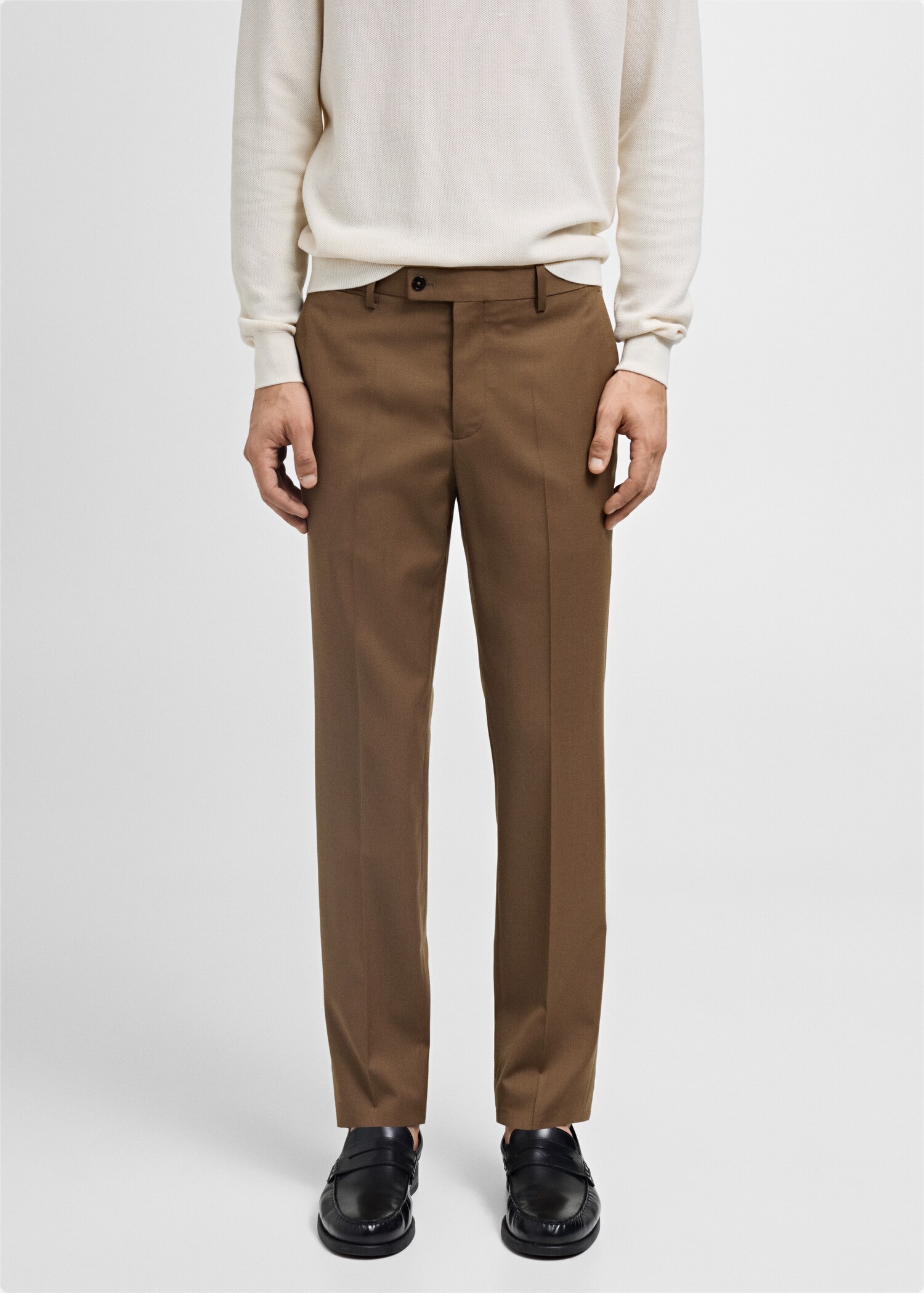 100% virgin wool slim-fit suit trousers - Medium plane